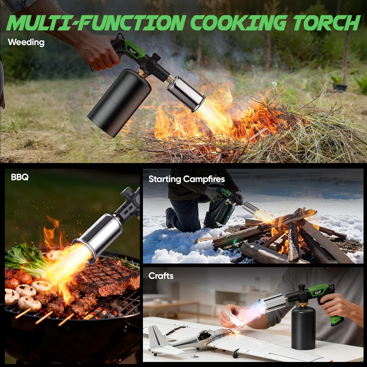 Detalle 2 de KOACKL Propane Torch Head Kitchen Blow Torch Gun with Igniter (Propane Tank Not Included)