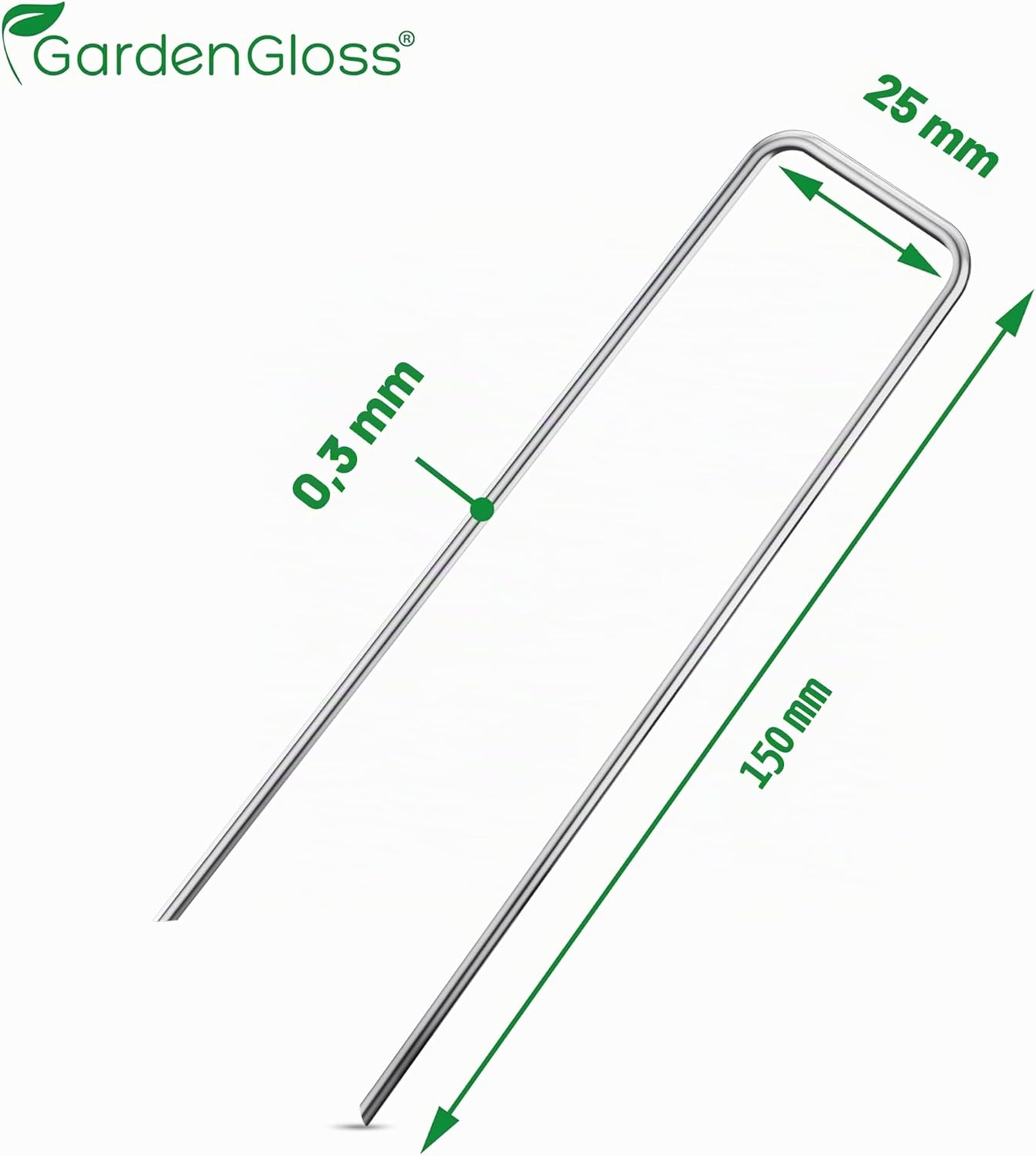 Thumbnail 1 de GardenGloss Picchetti in Acciaio Zincato (50 Pezzi) – Picchetti a U 150 mm per Telo di Pacciamatura, Recinzione e Campeggio