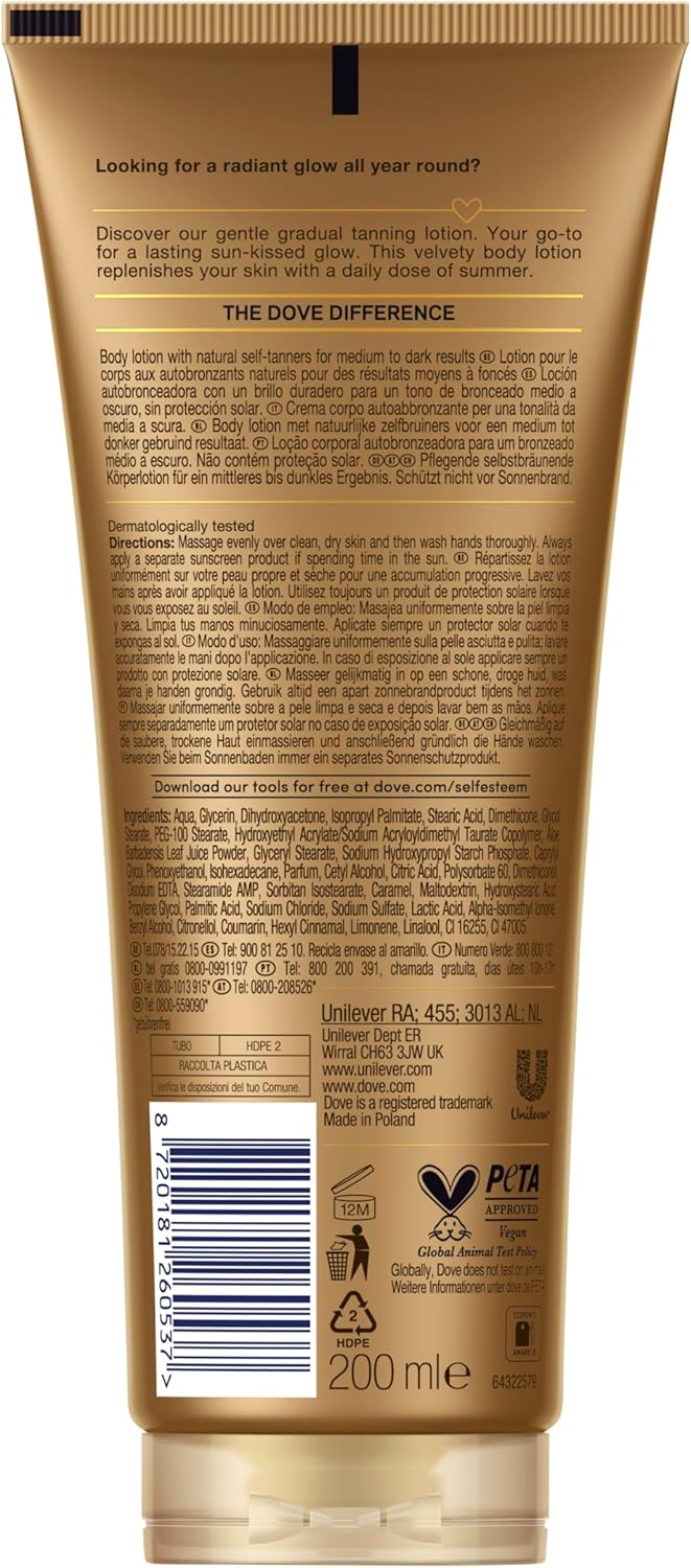 Thumbnail 2 de Dove Lotion Corporelle Autobronzante Summer Revived – Bronzage progressif pour peaux claires à moyennes, finition naturelle, 2 x 200 ml