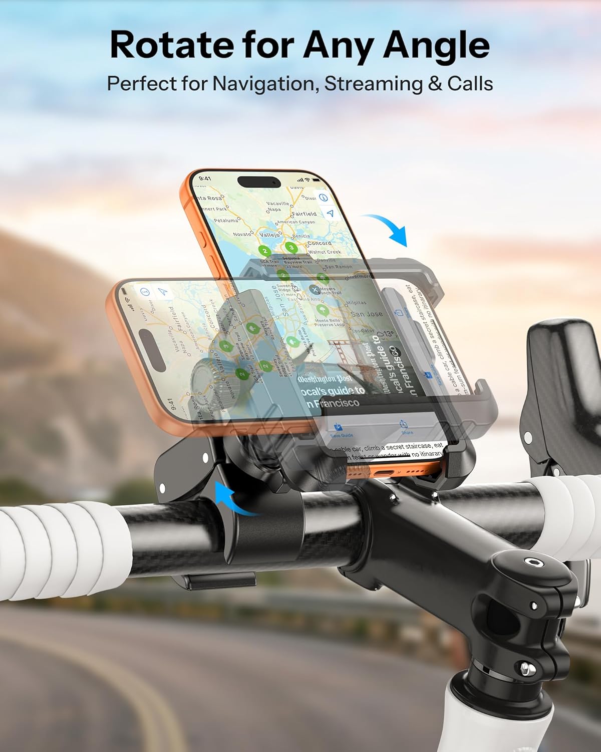 Thumbnail 6 de OMOTON BK01 Anti-Vibration Bike Phone Holder for Rearview Mirror & Handlebar