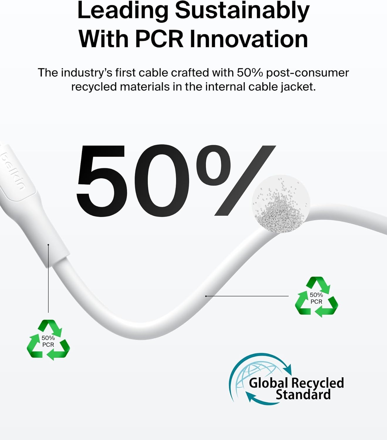 Thumbnail 2 de Belkin Eco USB-C to USB-C Cable 60W, 3.3ft