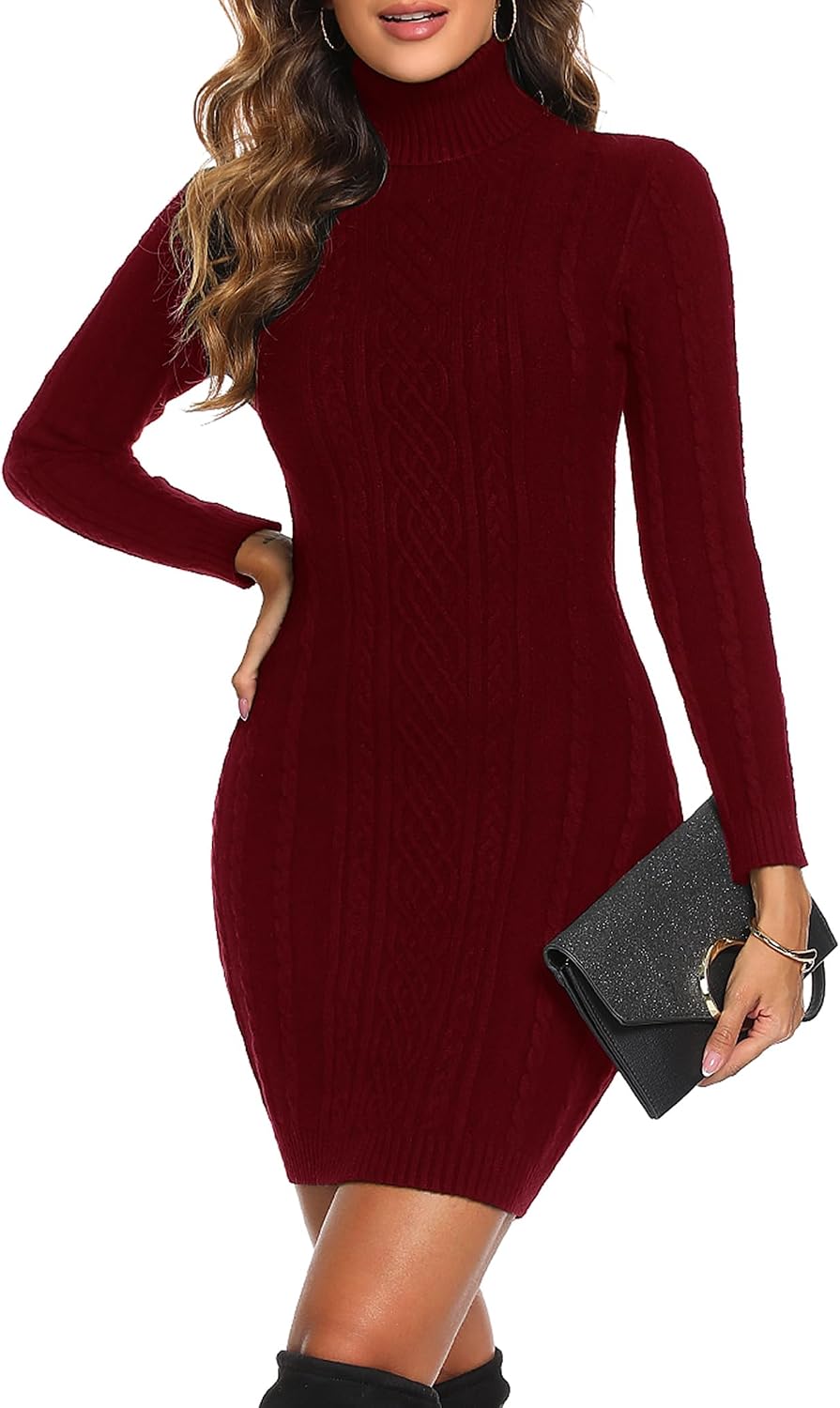 Detalle de Aottori Robe Pull Femme Hiver Col Roulé