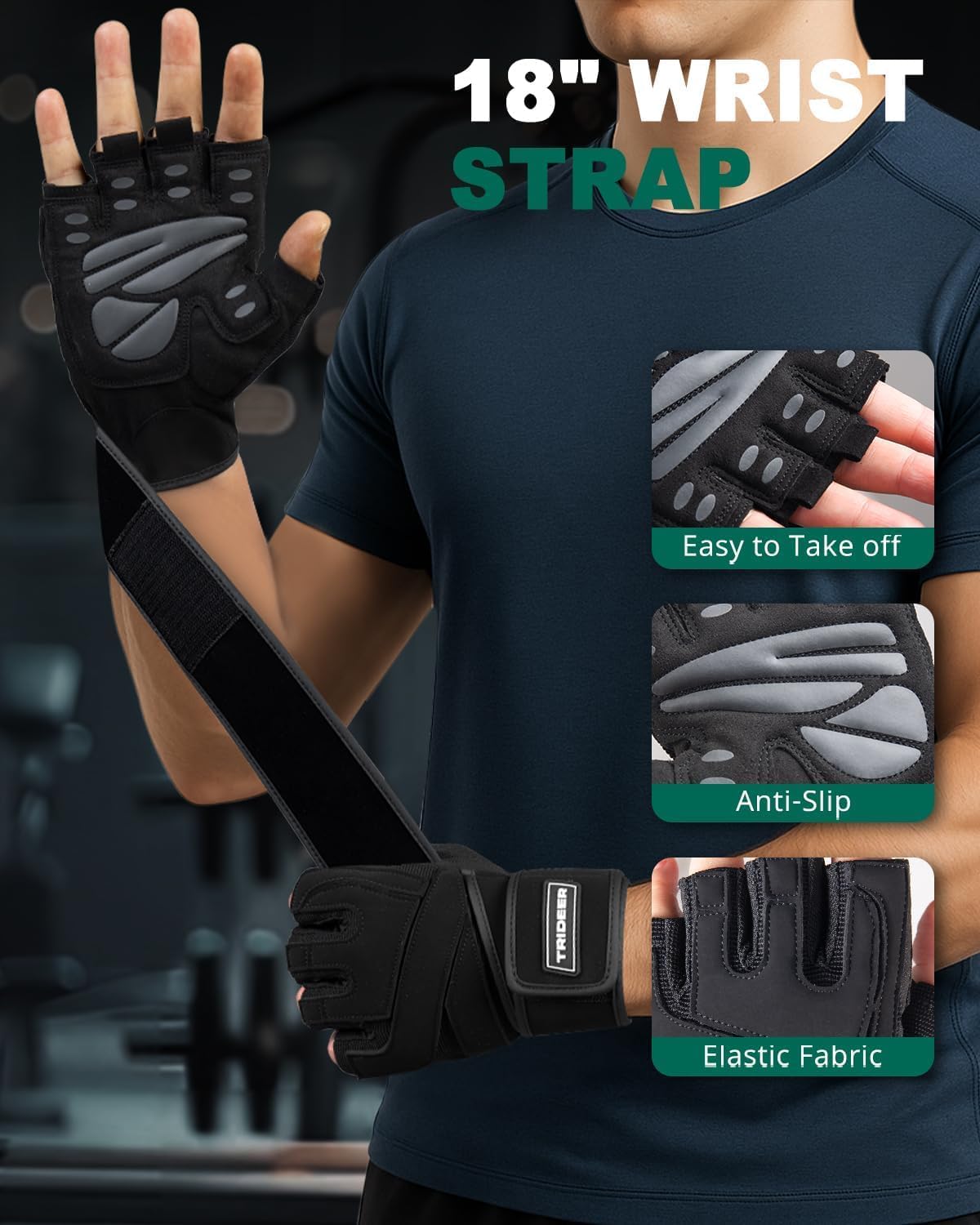 Detalle de Trideer Weightlifting Gloves, Microfiber
