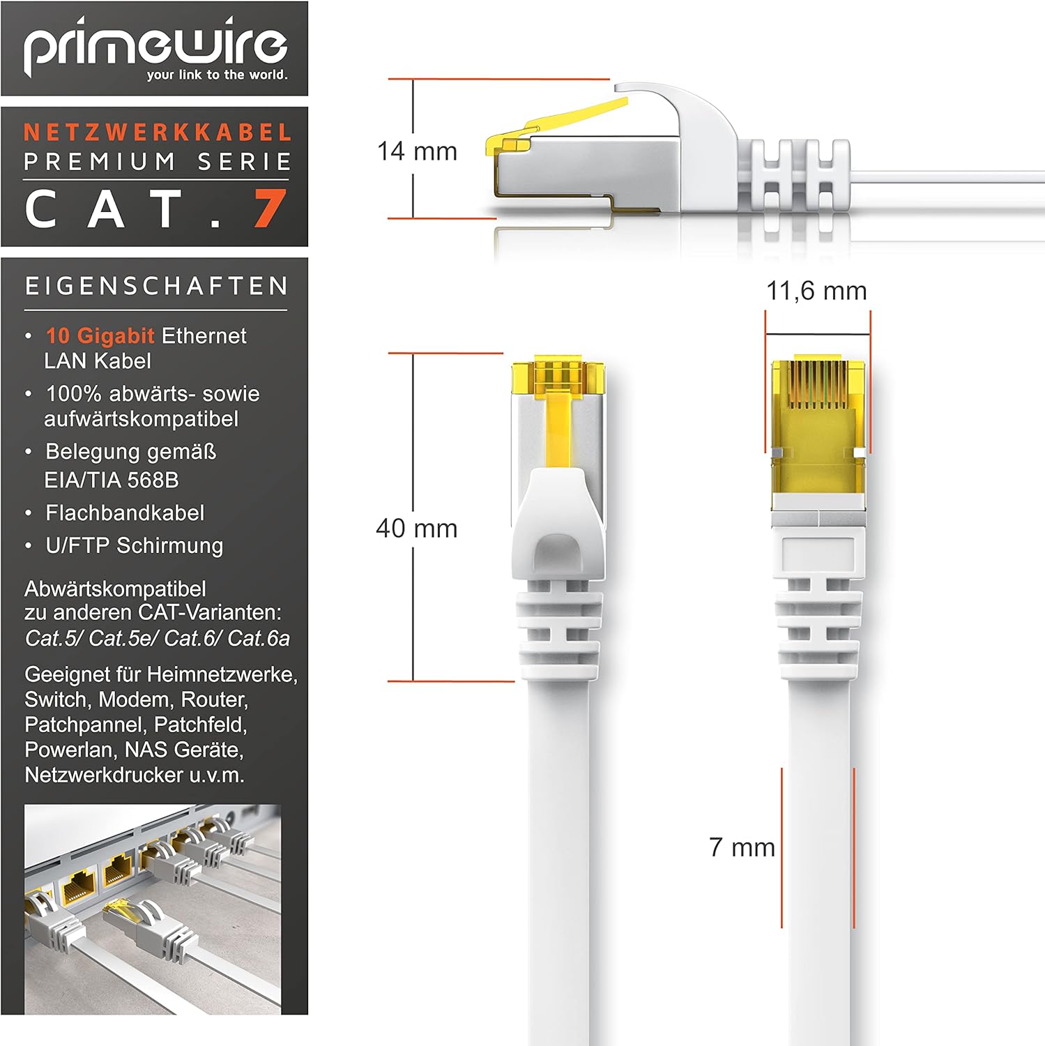 Thumbnail 1 de CSL-Computer 7,5 m CAT 7 Flachkabel mit UFTP/PIMF Schirmung und RJ-45 Stecker