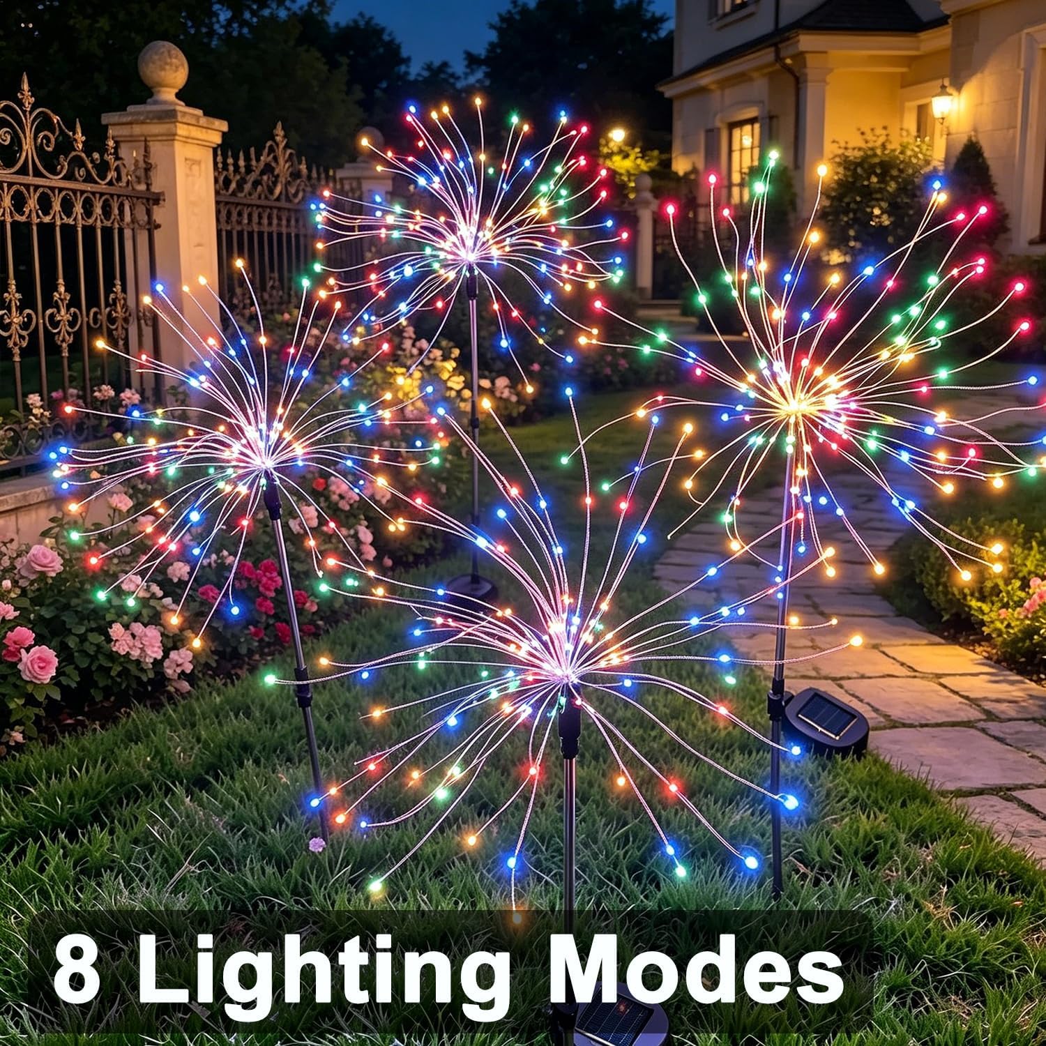 Detalle de Joysing Luci Solari Esterno 4 Pezzi 120LED – Lucine da Fuochi d'artificio con Telecomando Impermeabili IP65