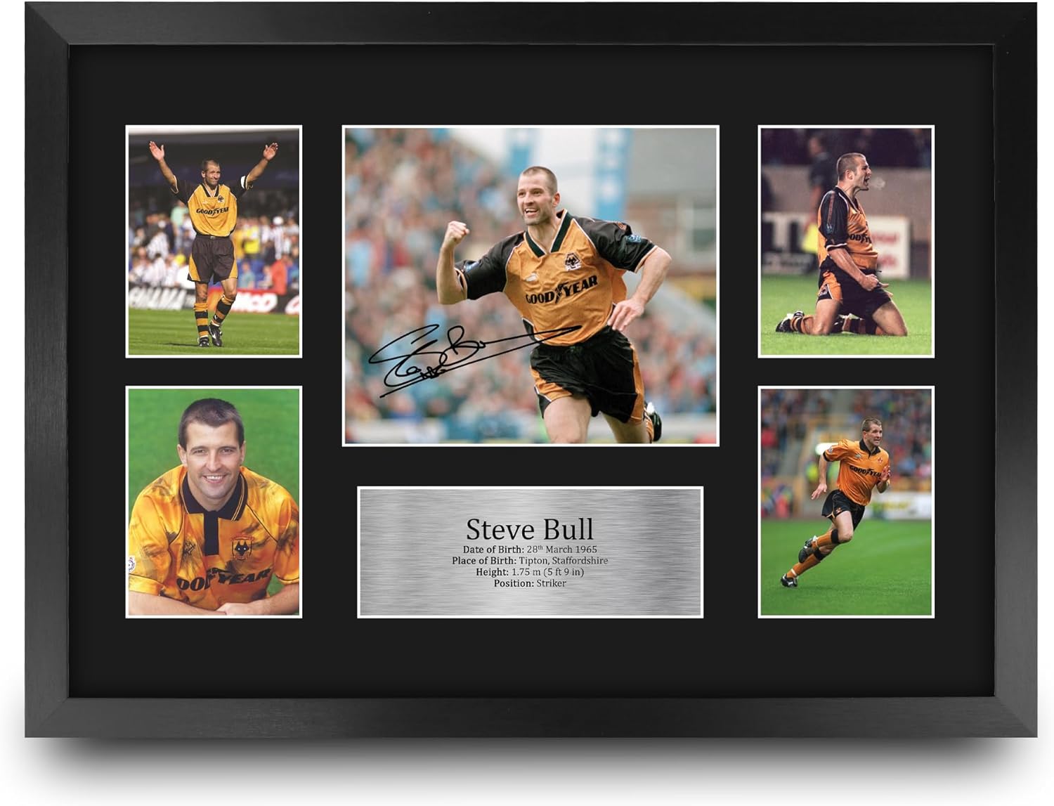 Thumbnail 5 de HWC Trading Steve Bull Wolves printed signed autograph picture, A4 portrait framed