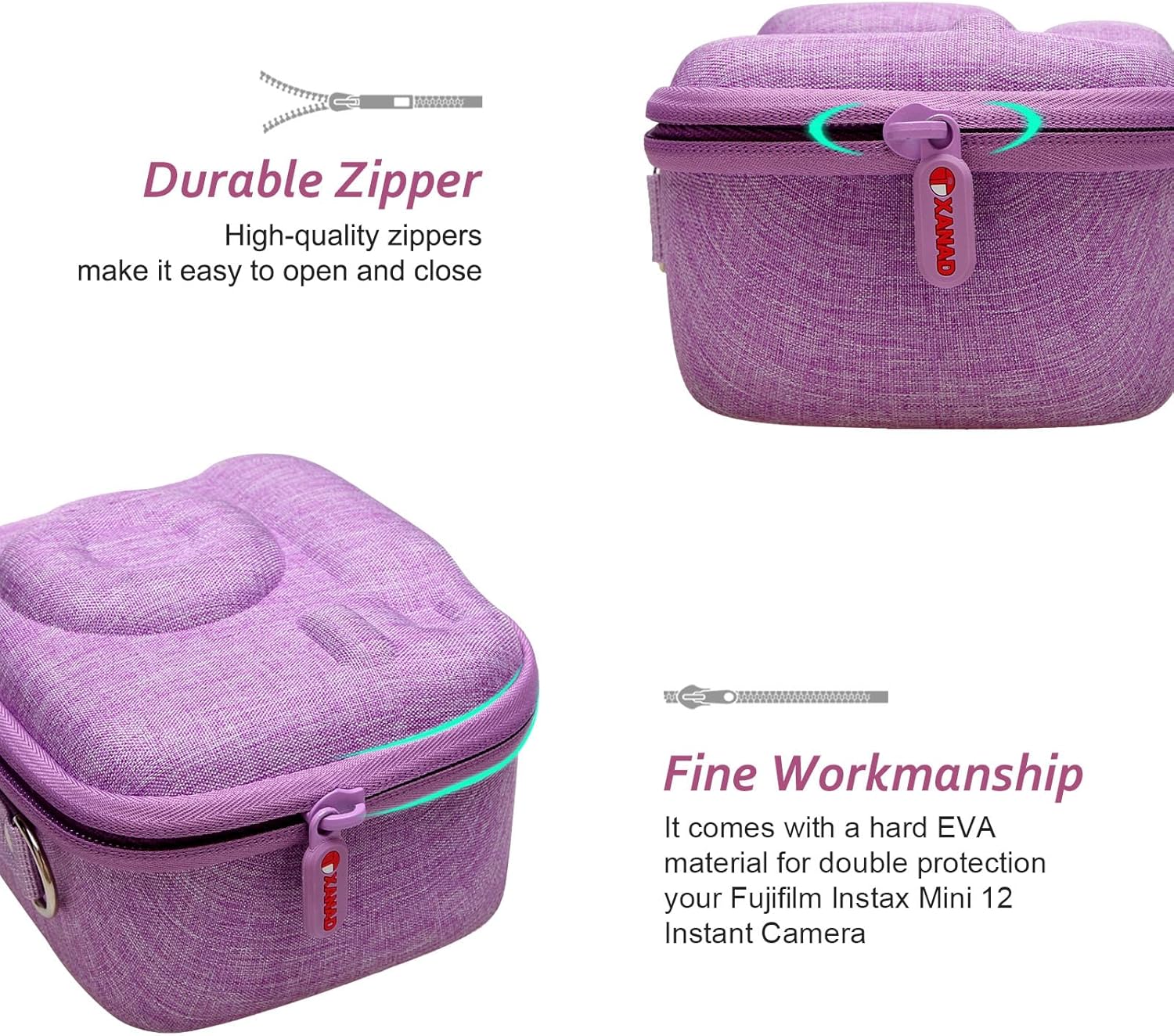 Detalle de XANAD Mini Camera Case for Fujifilm Instax Mini (13/12/11/40/41/EVO) in Purple