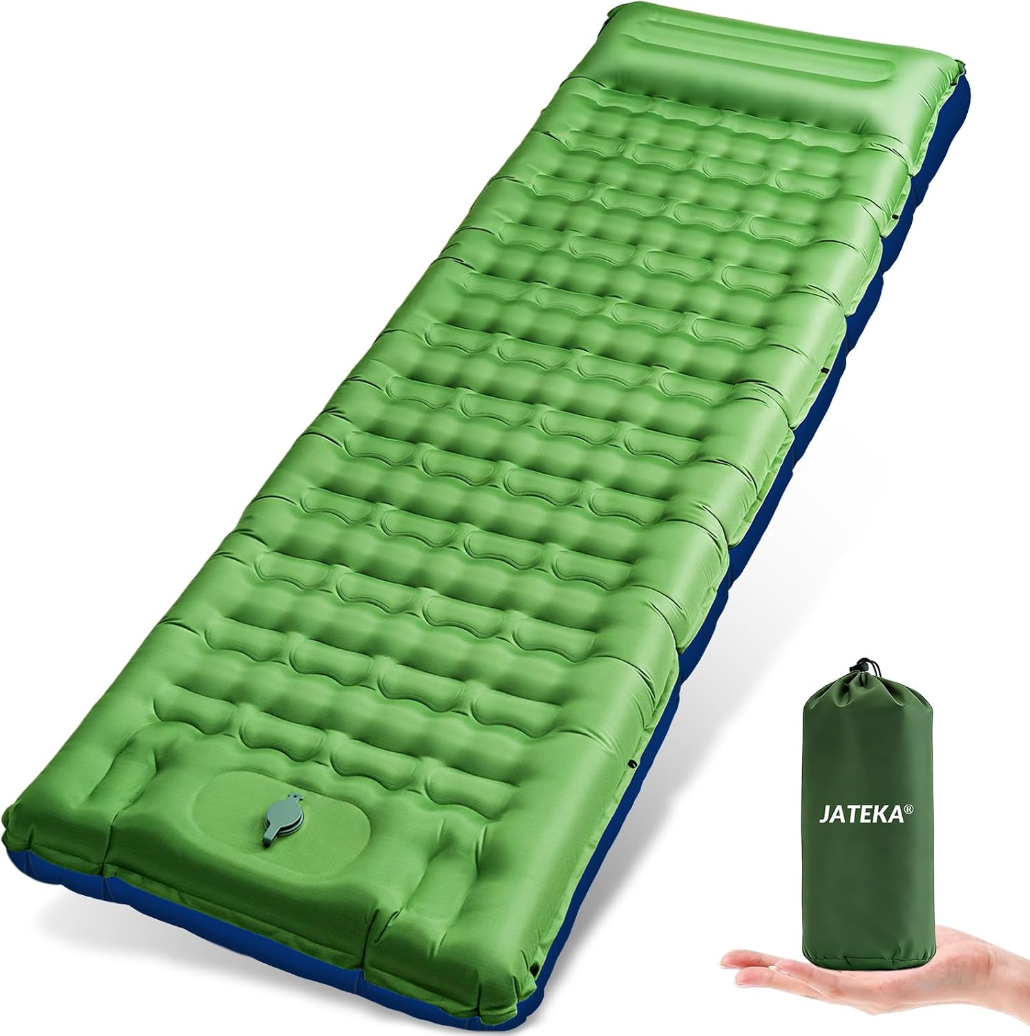 JATEKA Materassino Gonfiabile Campeggio Ultra Leggero con Cuscino Integrato 14 cm – 200×65×12 cm
