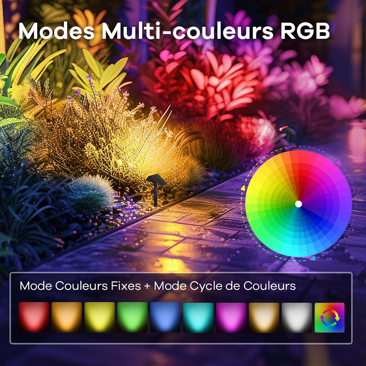Thumbnail 4 de Linkind RGB Spot Solaire Extérieur 2 en 1 - Lot de 6, 10 modes, IP67, RGB + Blanc, décorations Noël/Halloween