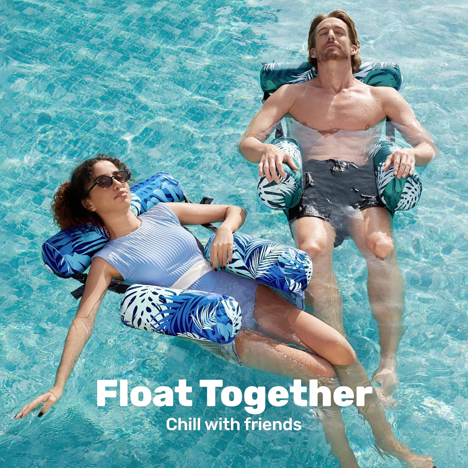 Detalle de SLOOSH Inflatable Pool Floats for Adults – 2 Pack Floating Lounge Chairs