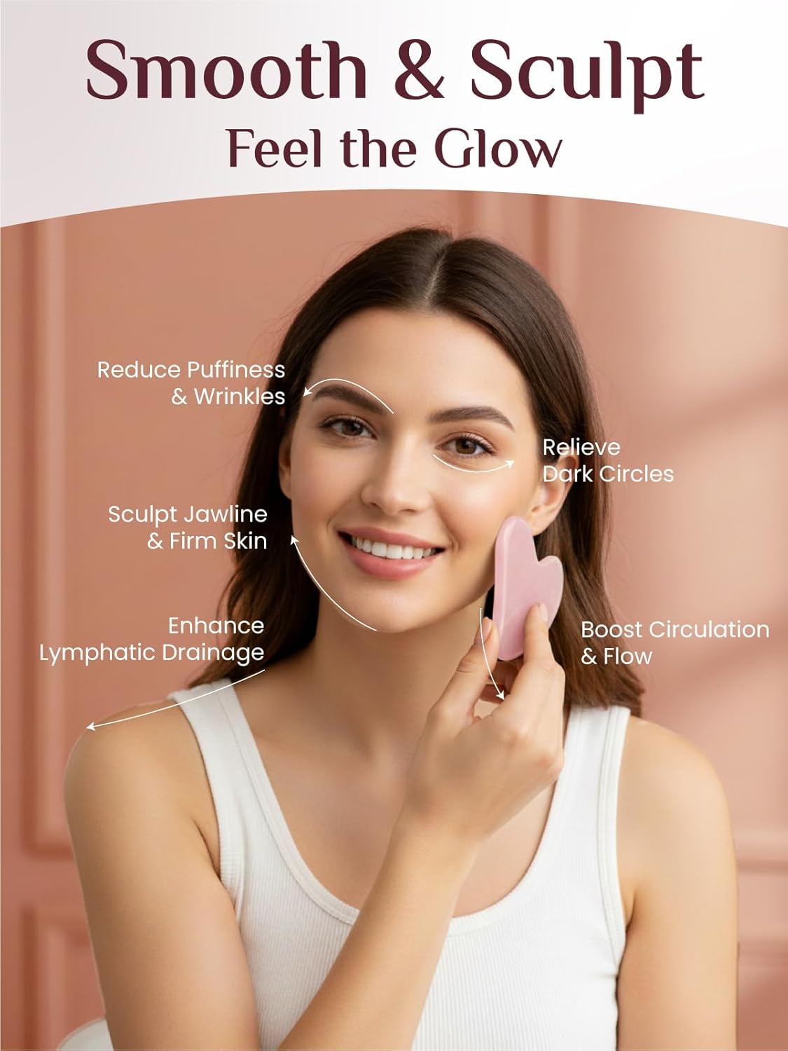 Detalle de Rena Chris Rose Quartz Gua Sha for Jawline Sculpting 💆♀