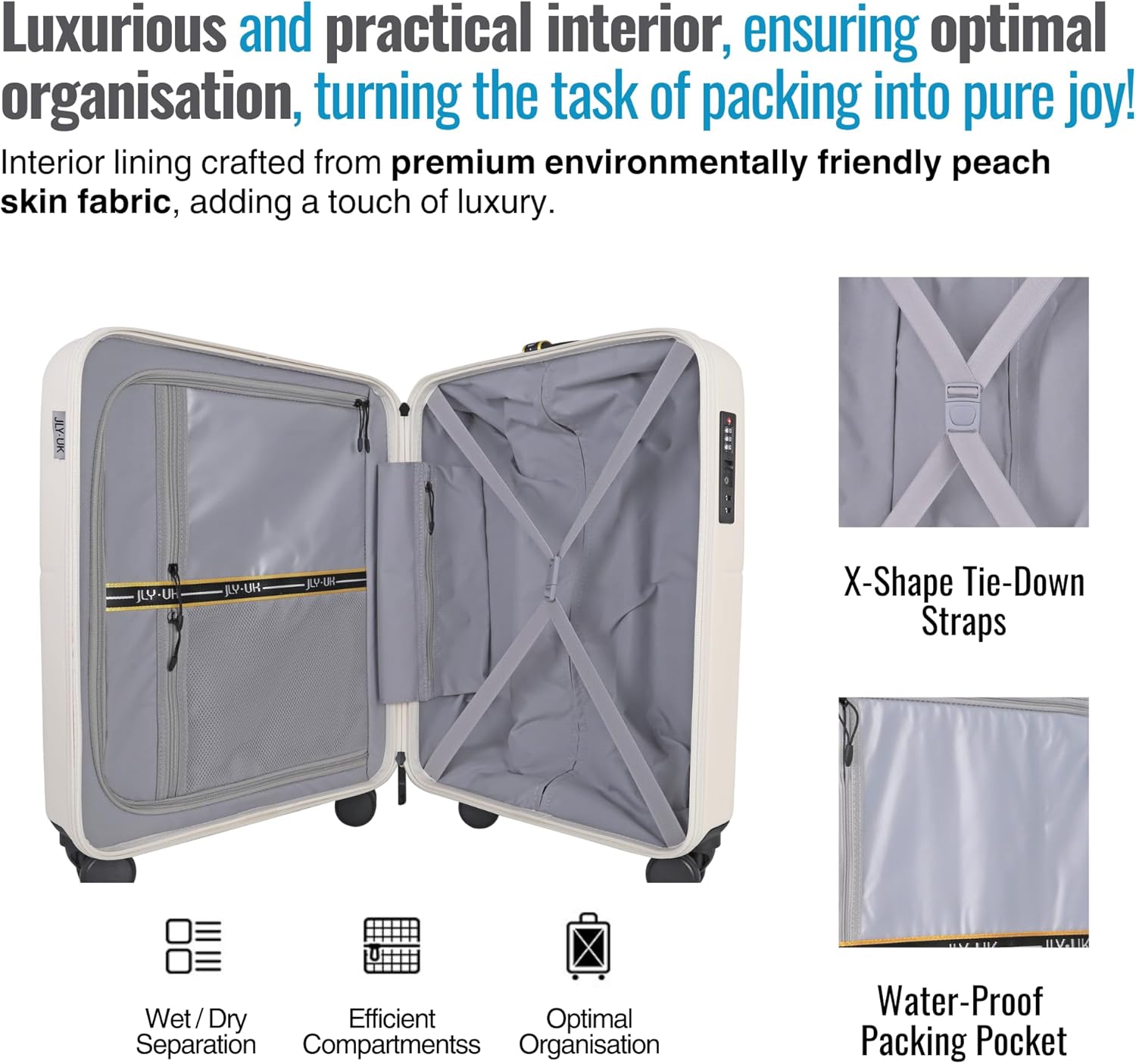 Thumbnail 2 de JLY Small Cabin Suitcase: Lightweight 55cm Hard Shell Carry-On with TSA Lock