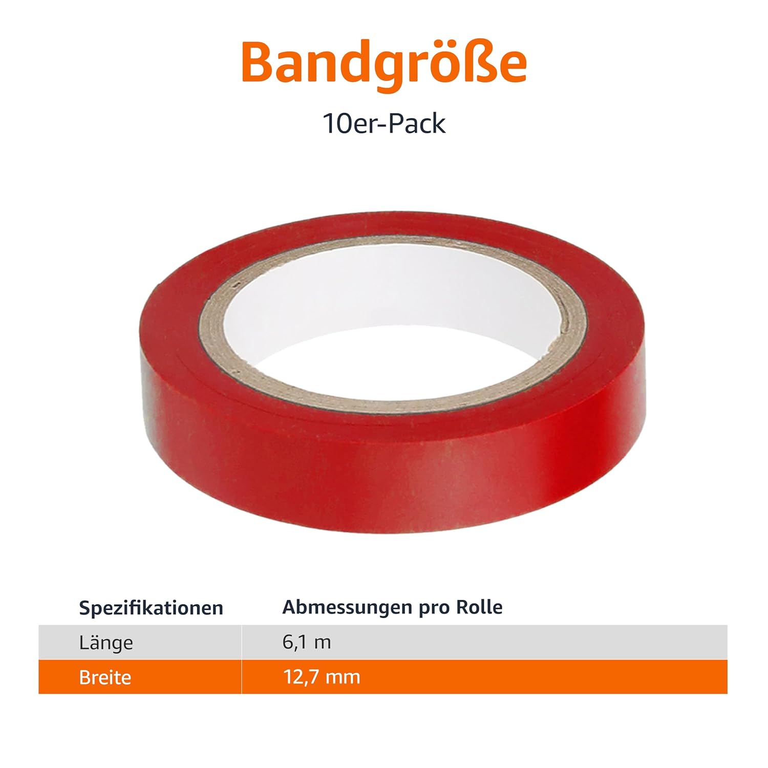 Detalle 2 de Amazon Basics Isolierband 1,3 cm x 6,1 m – 10 Rollen mehrfarbig