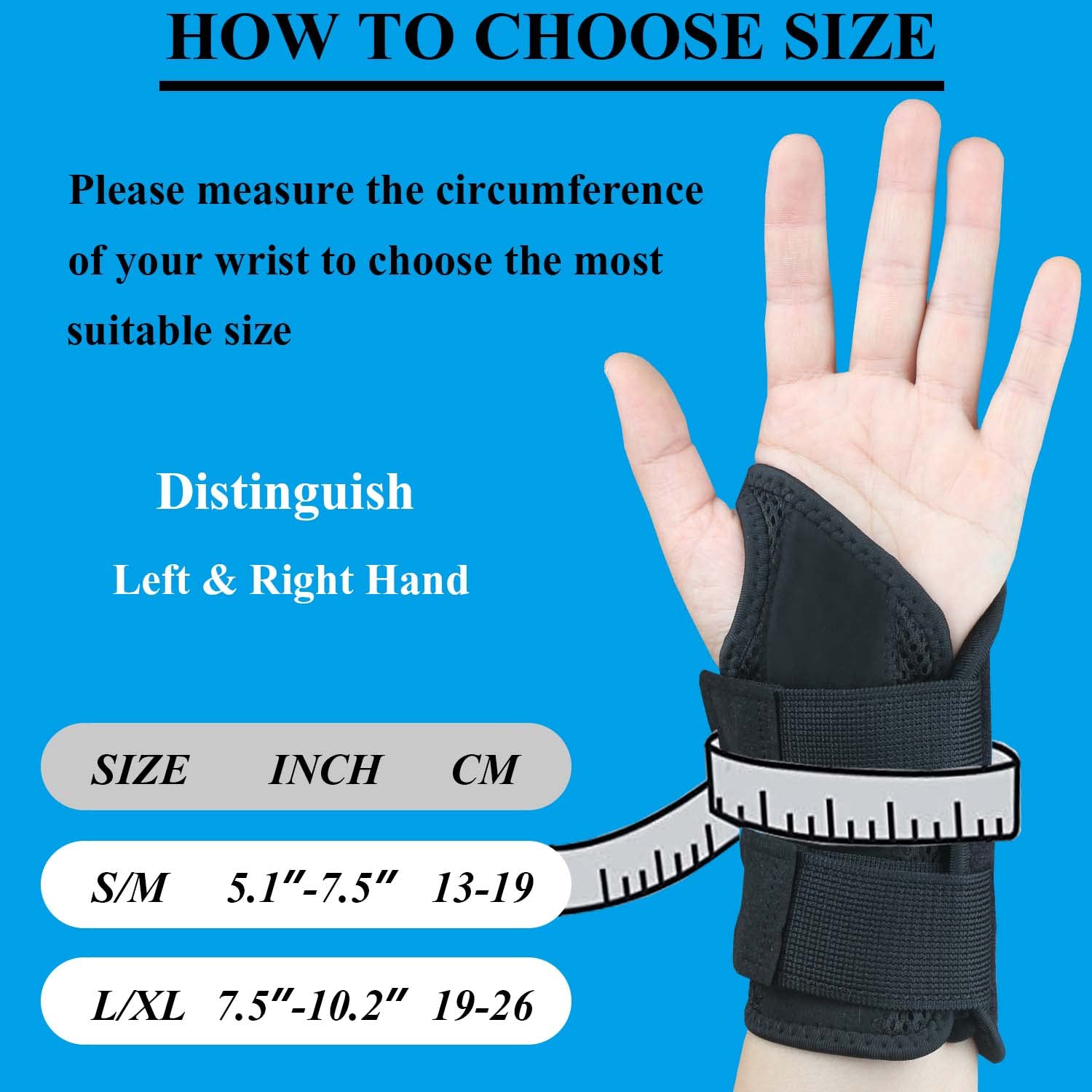 Detalle 2 de Tianhengyi Wrist Brace for Carpal Tunnel, Right Hand, L/XL, Black