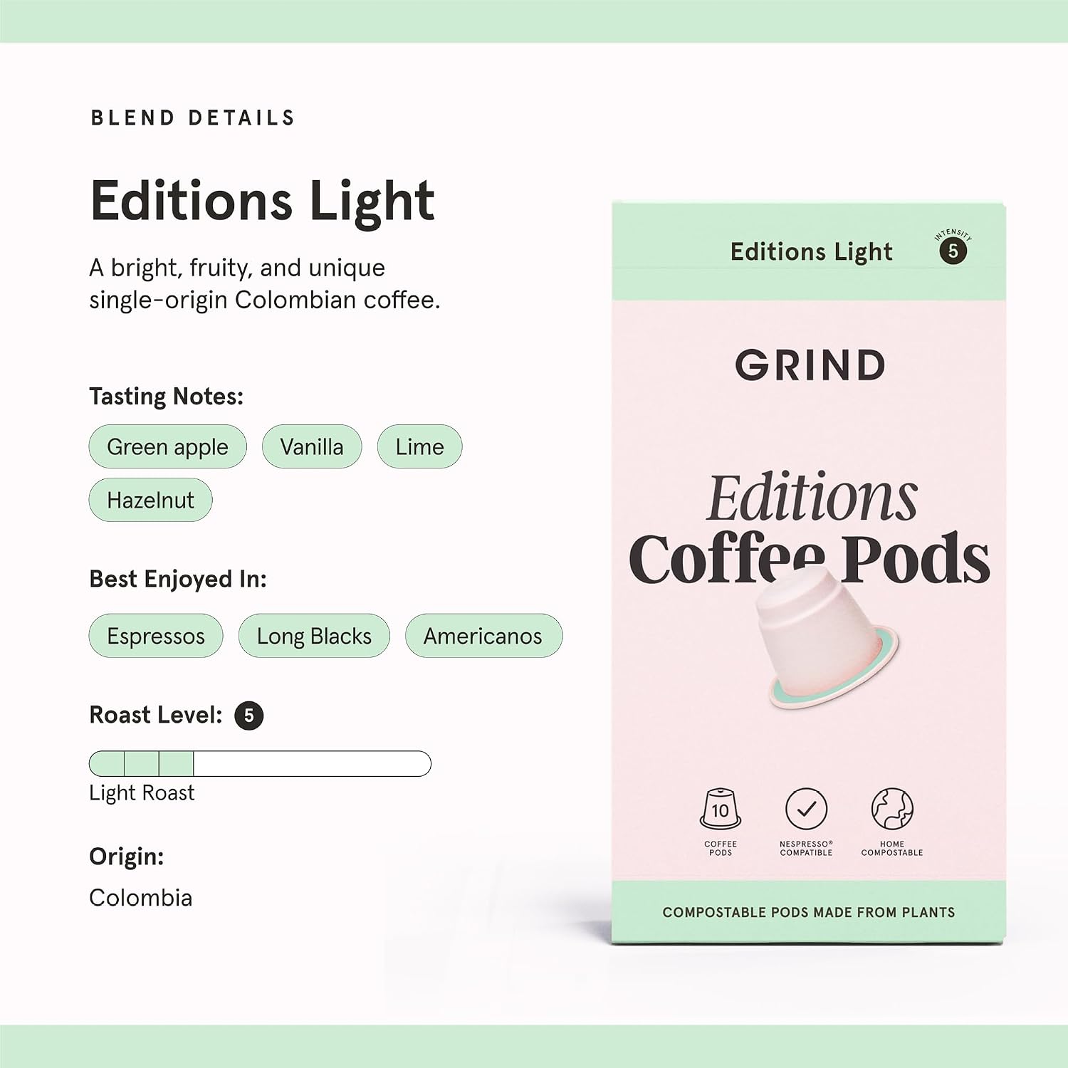 Detalle 2 de Grind Colombia Light Coffee Pods 100-pack