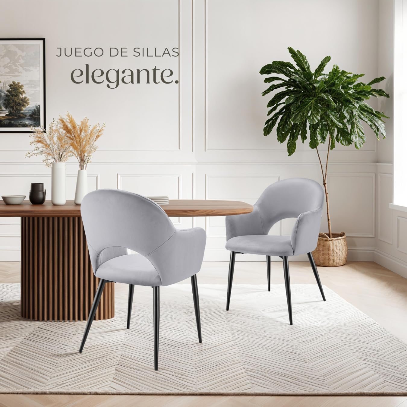 Detalle 2 de tectake sillas comedor elegantes gris claro