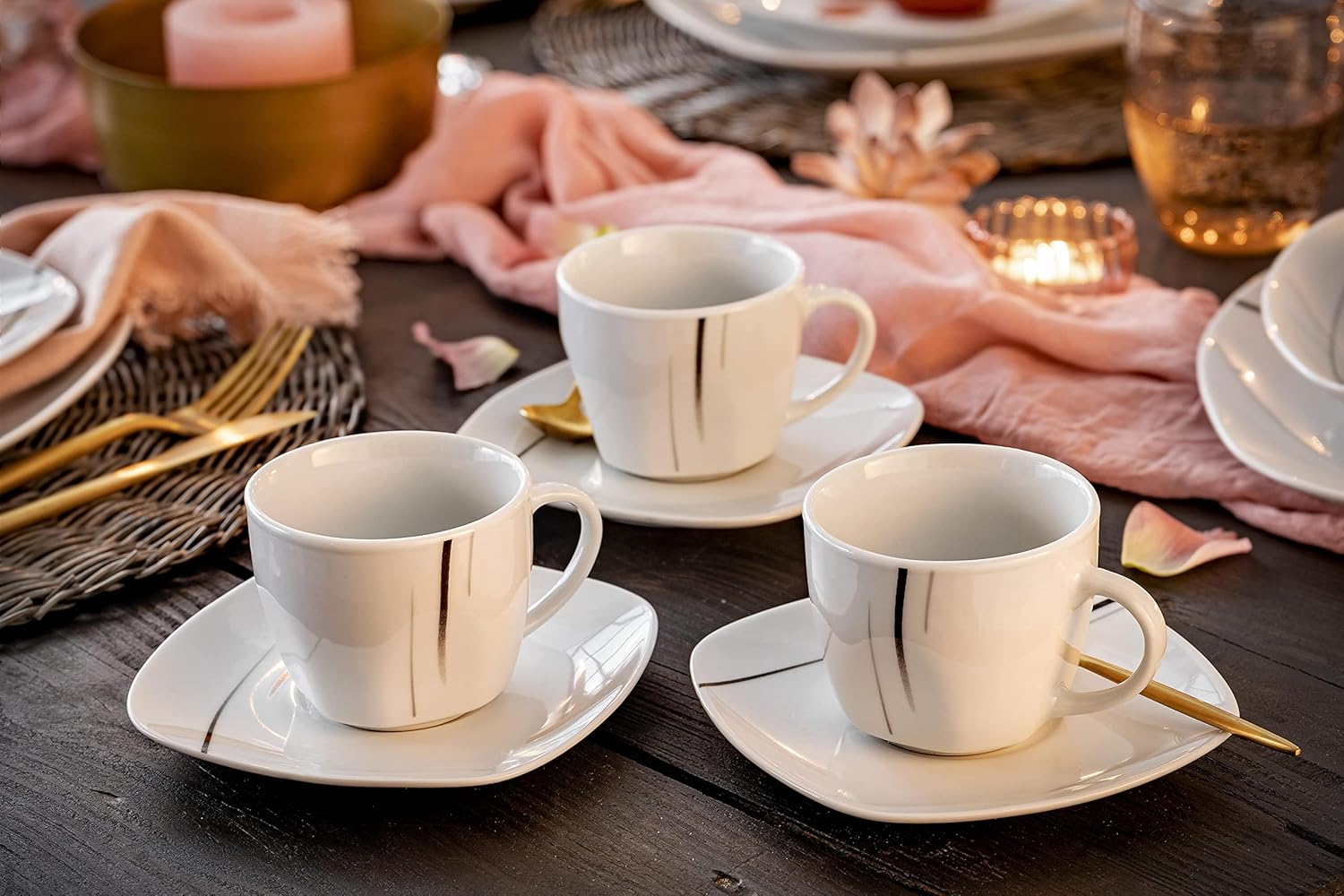 Thumbnail 5 de SÄNGER Bilgola Black Lines Kombiservice „36-teilig“ für 6 Personen – Geschirrset mit Porzellantellern und schwarzen Linien