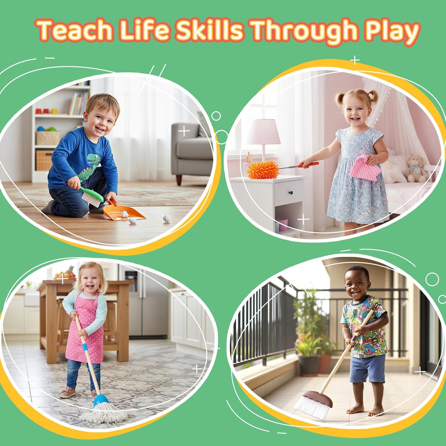 Thumbnail 6 de Meland Kids Cleaning Set (8-Piece) Toddler Broom and Toy Vacuum for Pretend Play