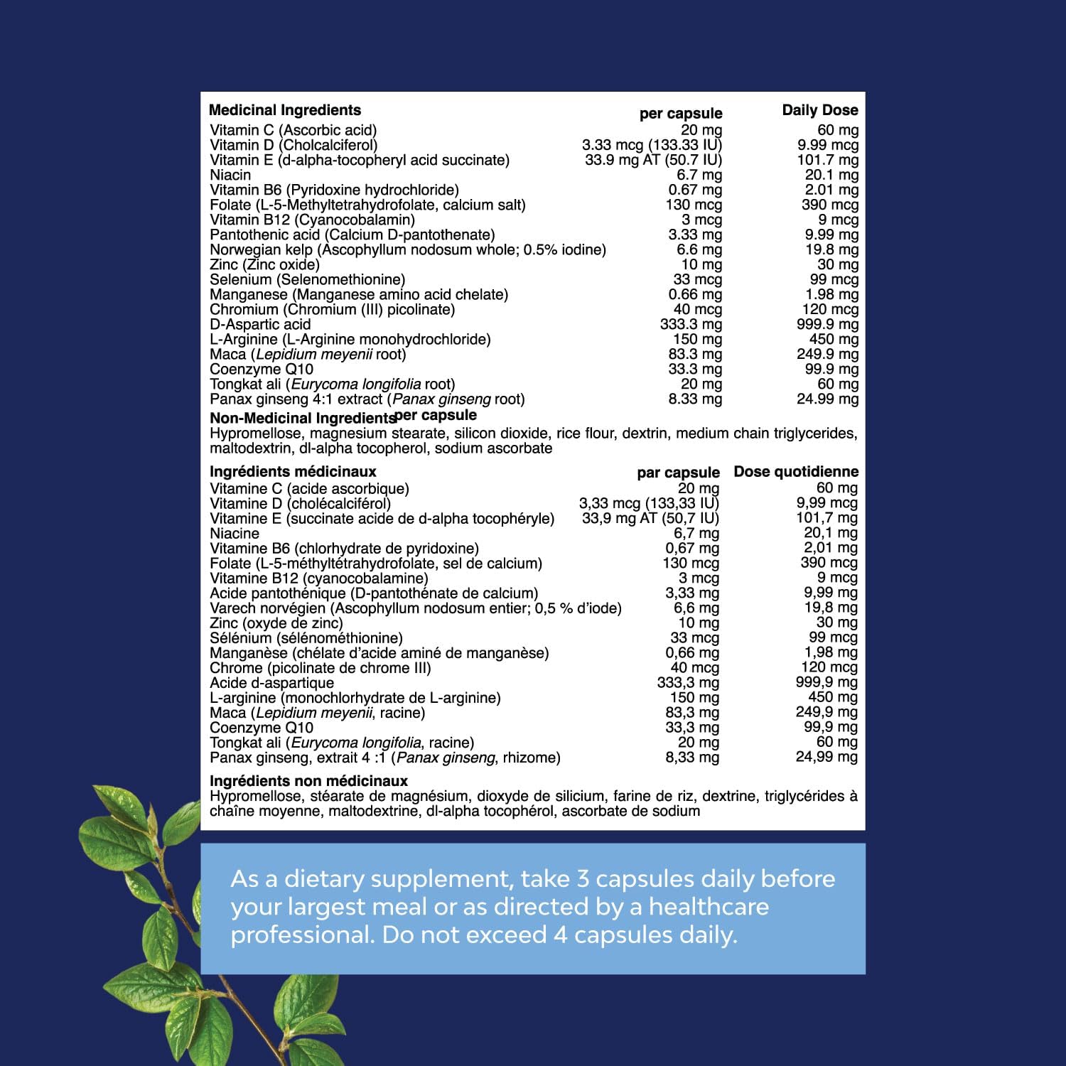 Detalle de Natures Craft LE Male Pre-Conception Supplement, 180 Capsules with CoQ10 & Maca