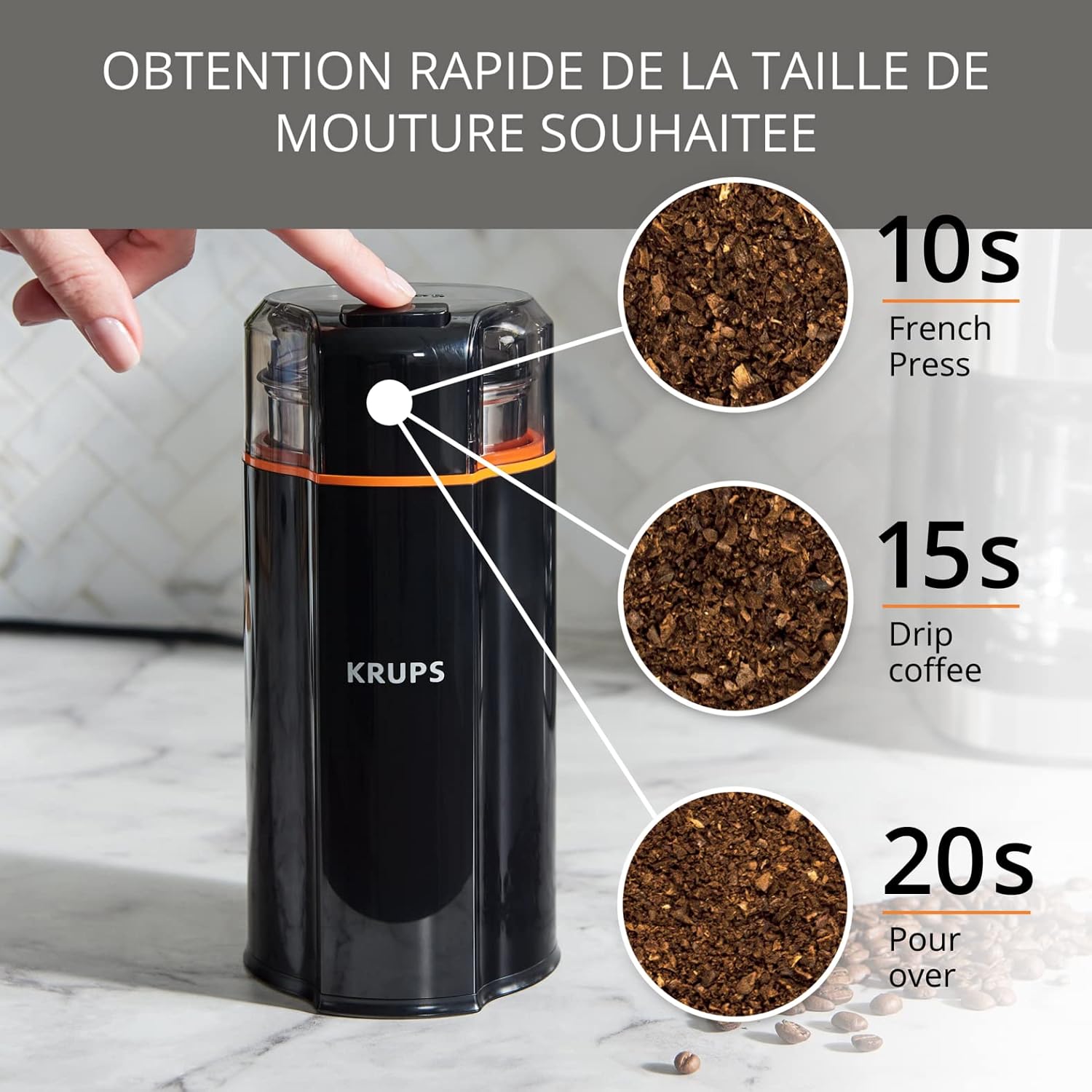 Detalle 2 de KRUPS Silent Vortex GX3328 koffiemolen, 175 W en uitneembare RVS-kom