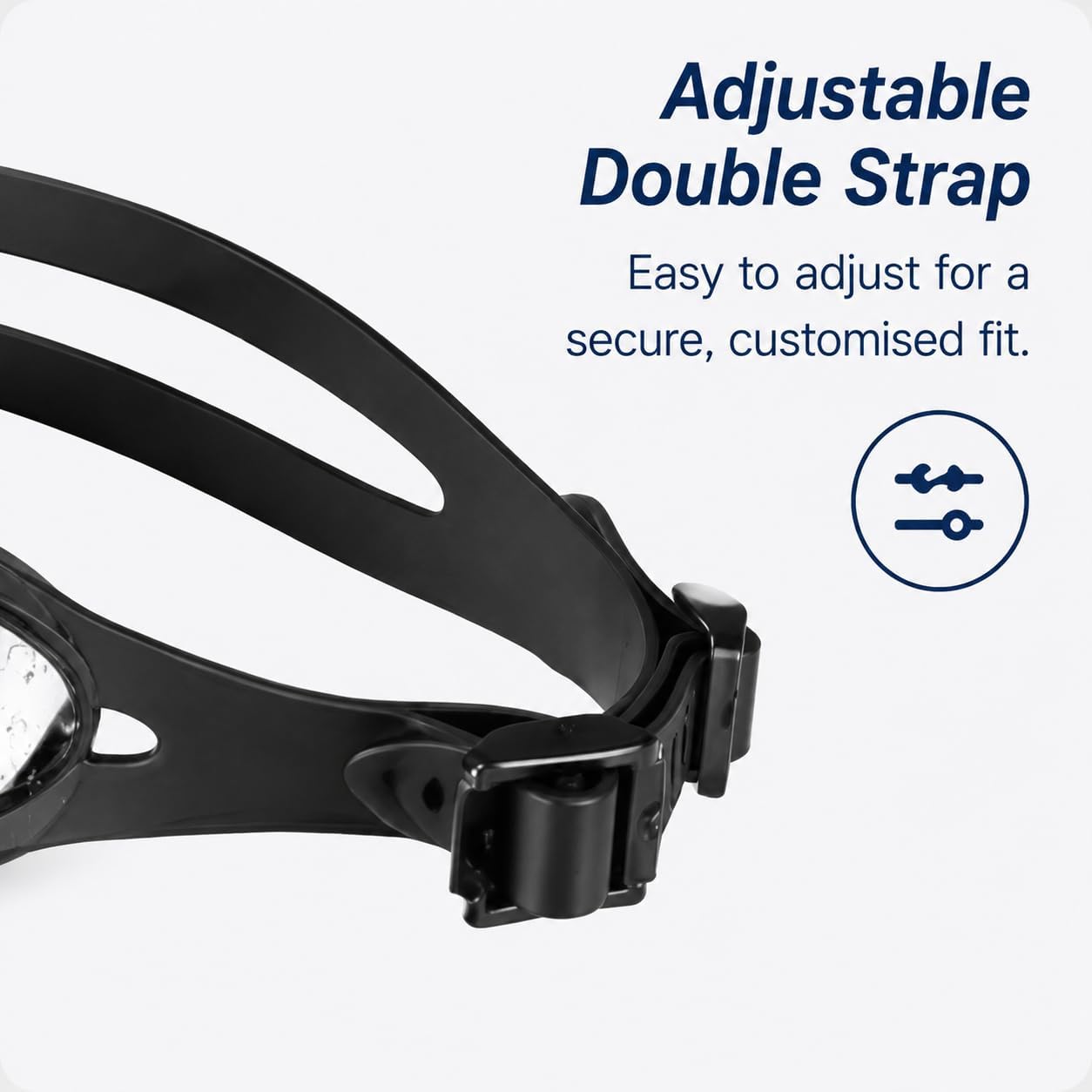 Detalle de TOPLUS Swimming Goggles (Adult Unisex) with Anti-Fog & UV Protection – Black
