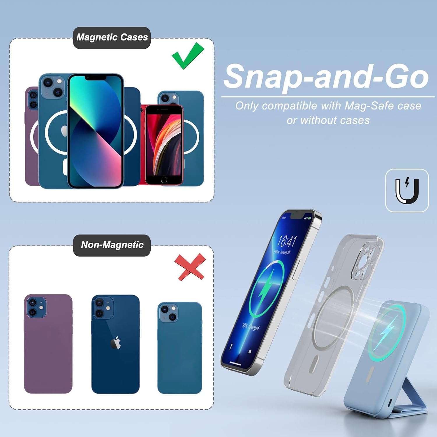 Detalle de AOGUERBE Mag-safe 10,000mAh Magnetic Power Bank (22.5W) with LED Display