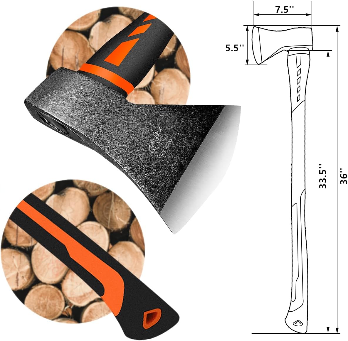Detalle de glorousamc Yca021 Chopping Axe with 36-in Fibreglass Handle