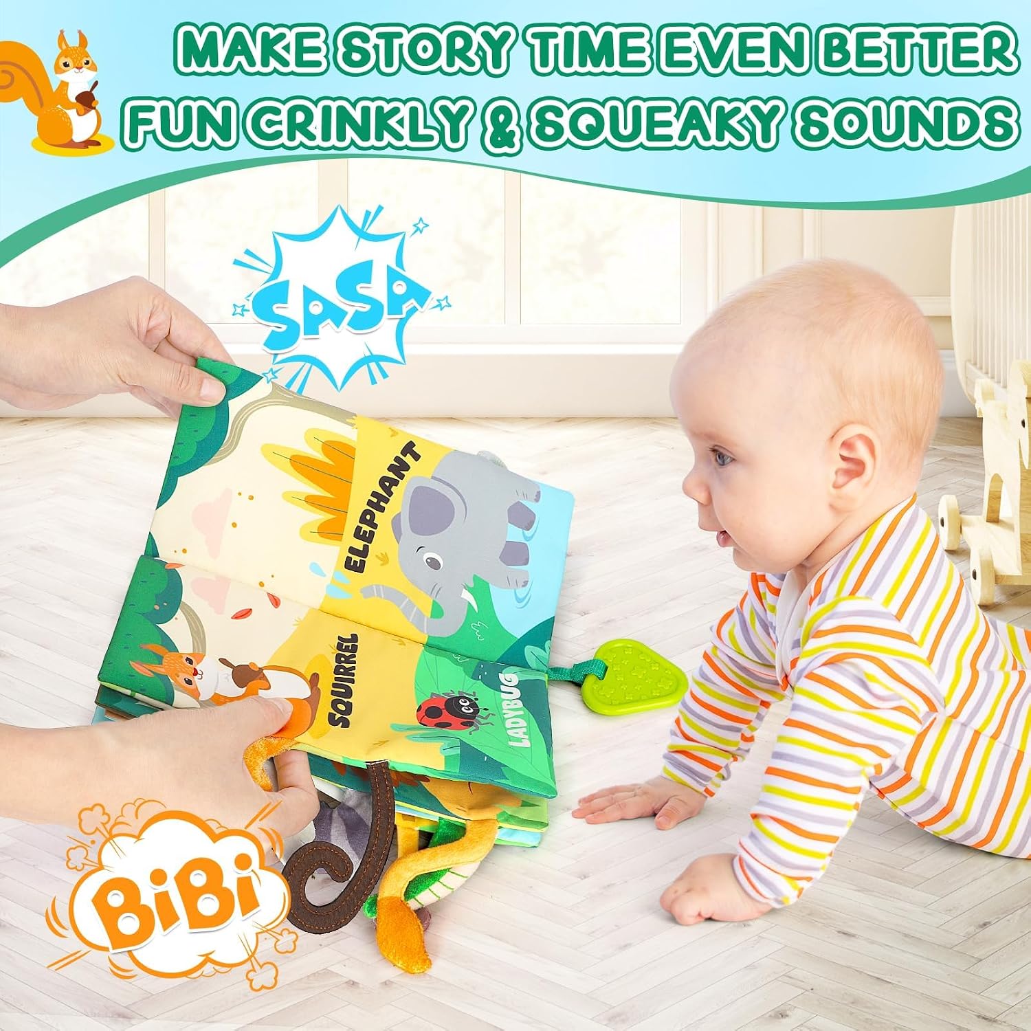 Thumbnail 5 de BBWOO Soft Baby Book sensory crinkle toy 0-12 months