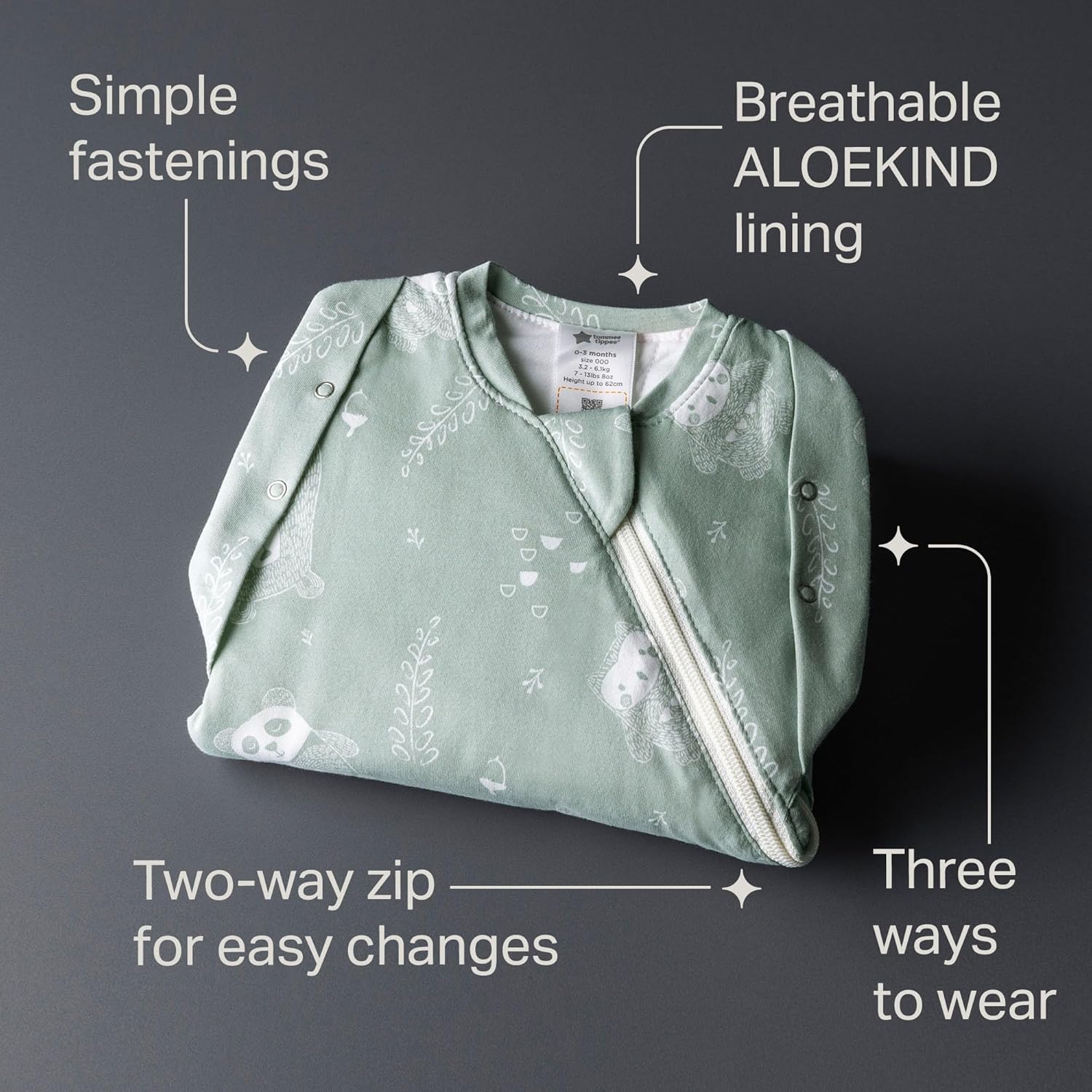 Detalle de Tommee Tippee Baby Sleeping Bag for Newborns (The Original Grobag Swaddle Bag) – 0-3m