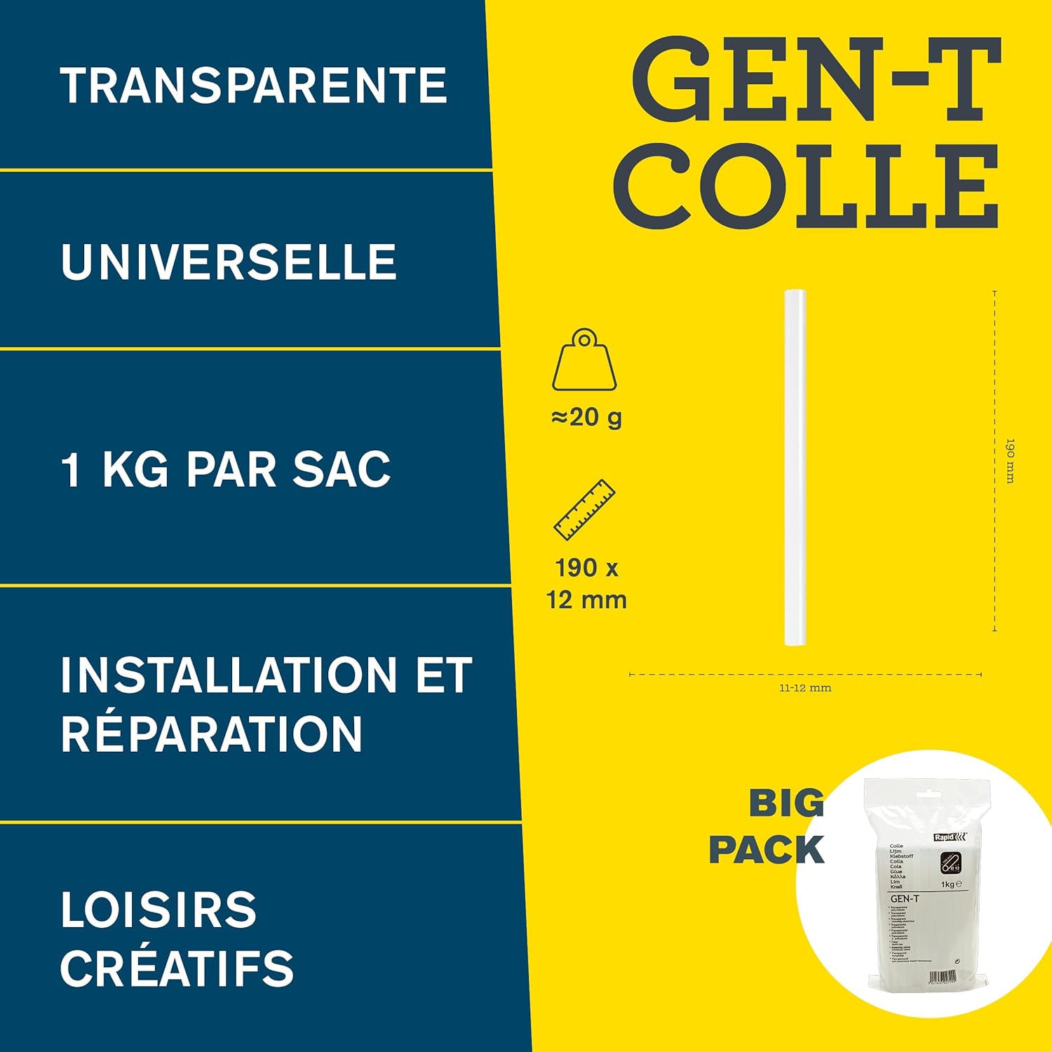 Detalle 2 de Rapid GEN-T Bâtons de colle 12 mm 1 kg