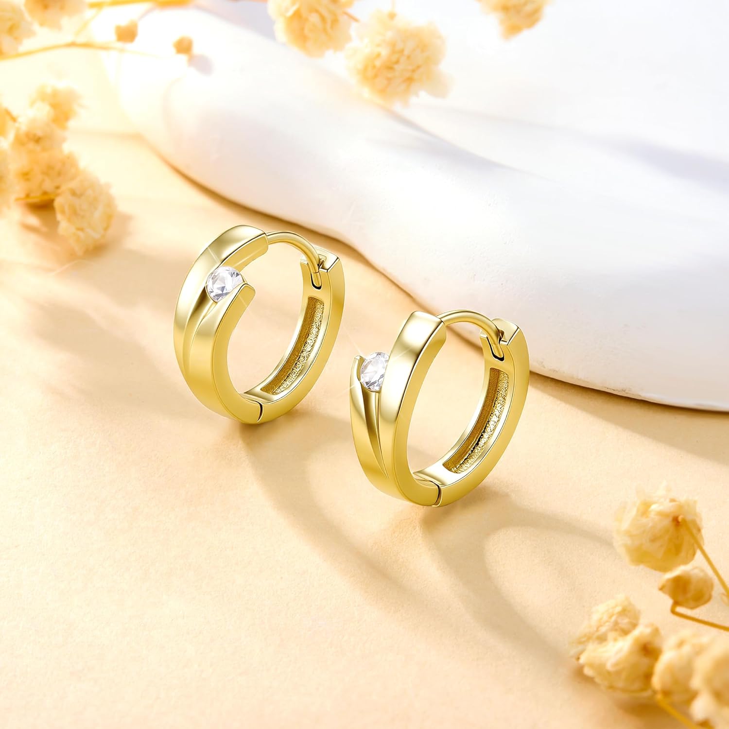 Thumbnail 6 de ALEXCRAFT Silber 925 kleine Creolen (16 mm) mit Zirkonia – hypoallergen & glitzernd