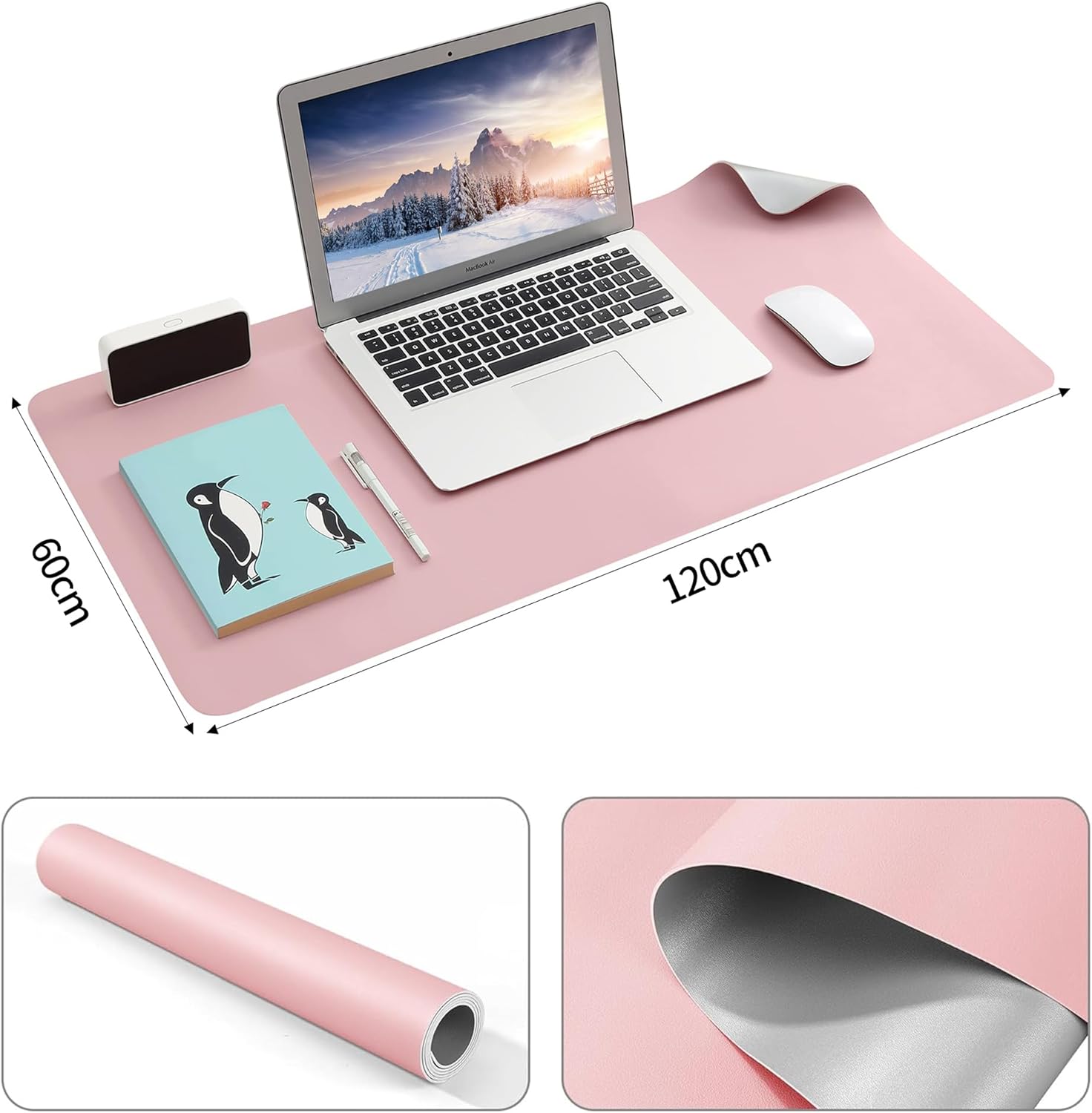 Thumbnail 3 de BUBM PU Leather Desk Mat (120 x 60cm) – Waterproof office desk pad for writing, typing and mouse use