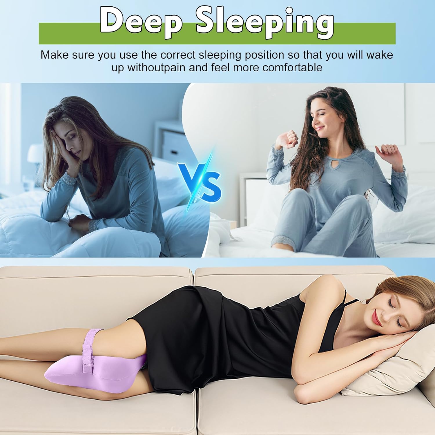 Thumbnail 2 de Hydomi Foot- & Leg-Rests Orthopaedic Knee Pillow for Side Sleepers with Cooling Cover