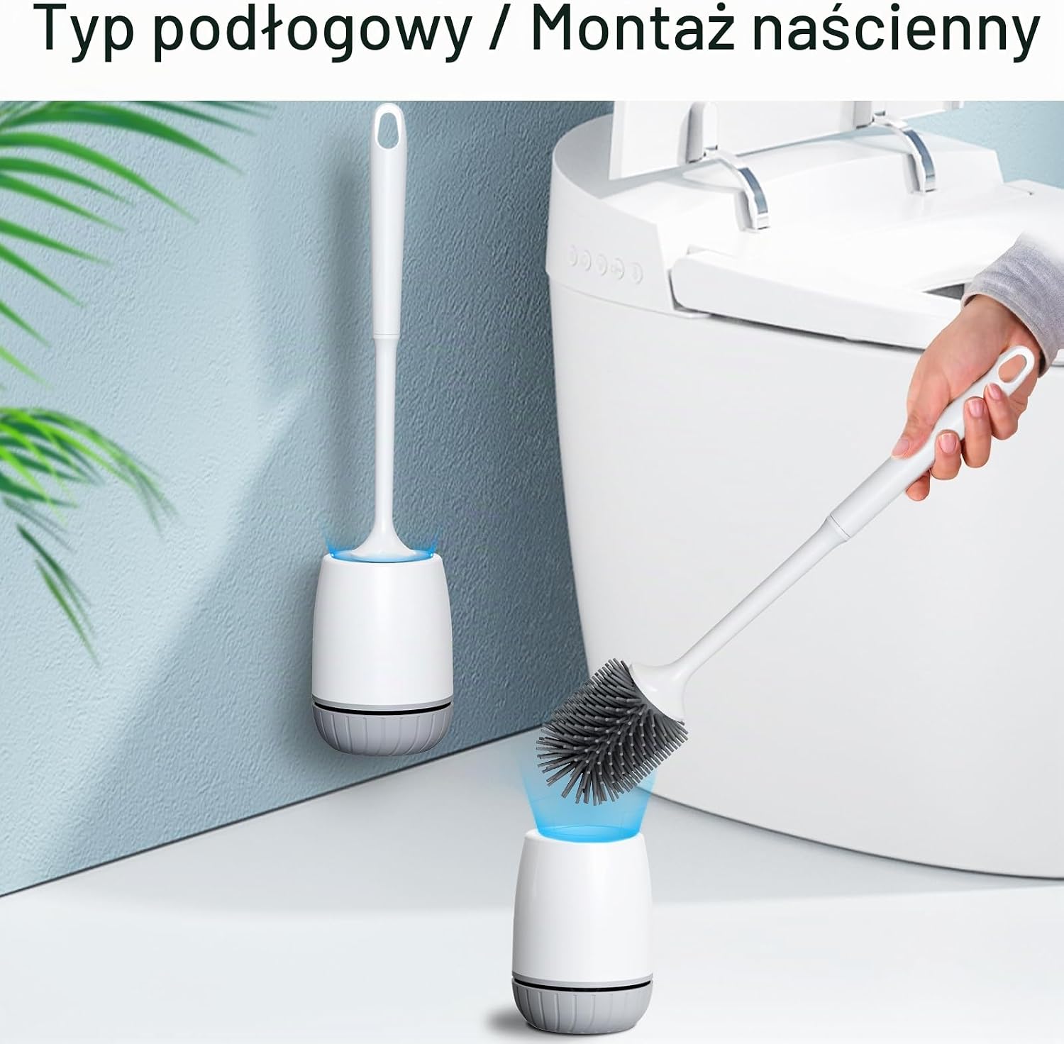 Detalle 2 de EWEIMA E006 silikonowa szczotka do WC, szybkoschnący stojak i montaż na ścianie