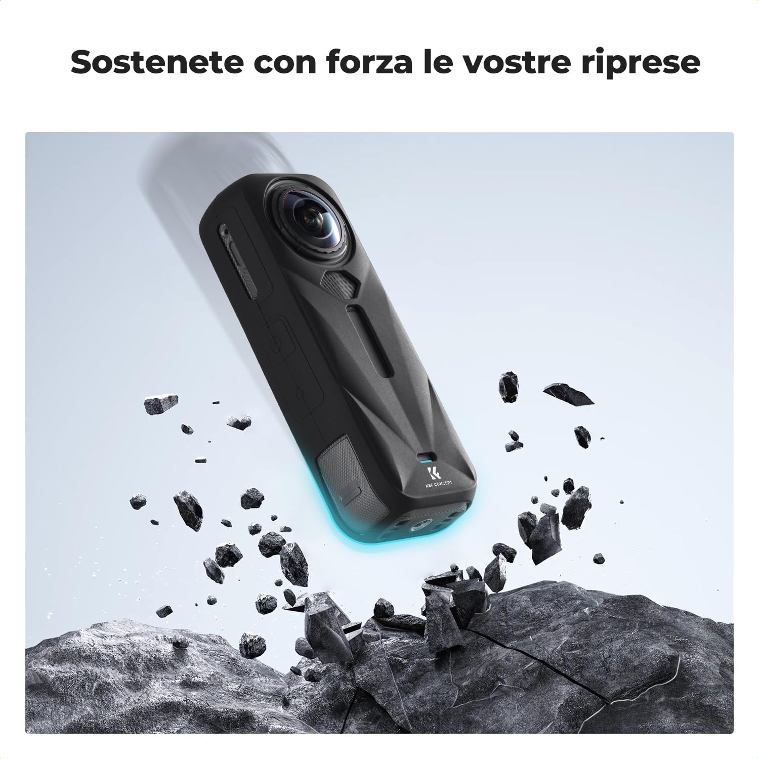 Thumbnail 6 de K&F Concept Custodia in Silicone Nero per Insta360 X5 – protezione morbida con copriobiettivo incluso