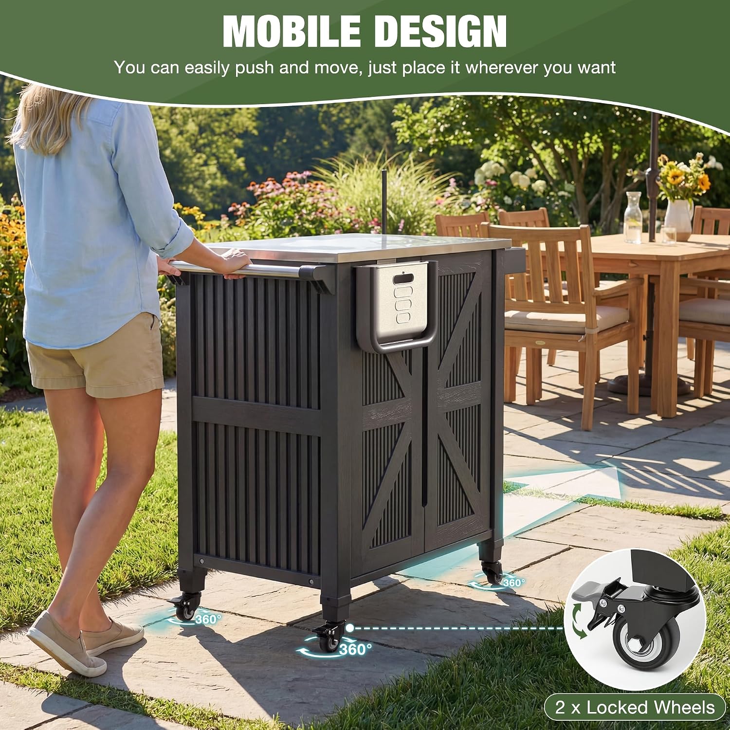 Thumbnail 6 de Outdoor Grill Cart with Stainless Steel Top