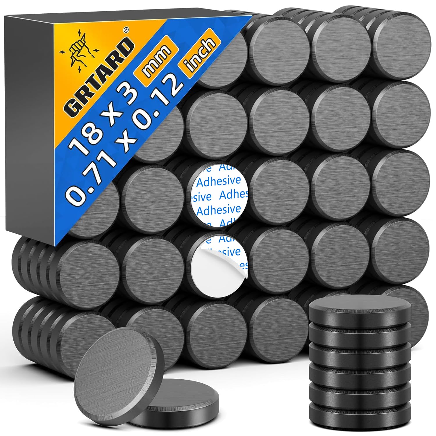 Grtard 100 Pack Ceramic Magnets for Crafts (small round disc magnets with adhesive backing)