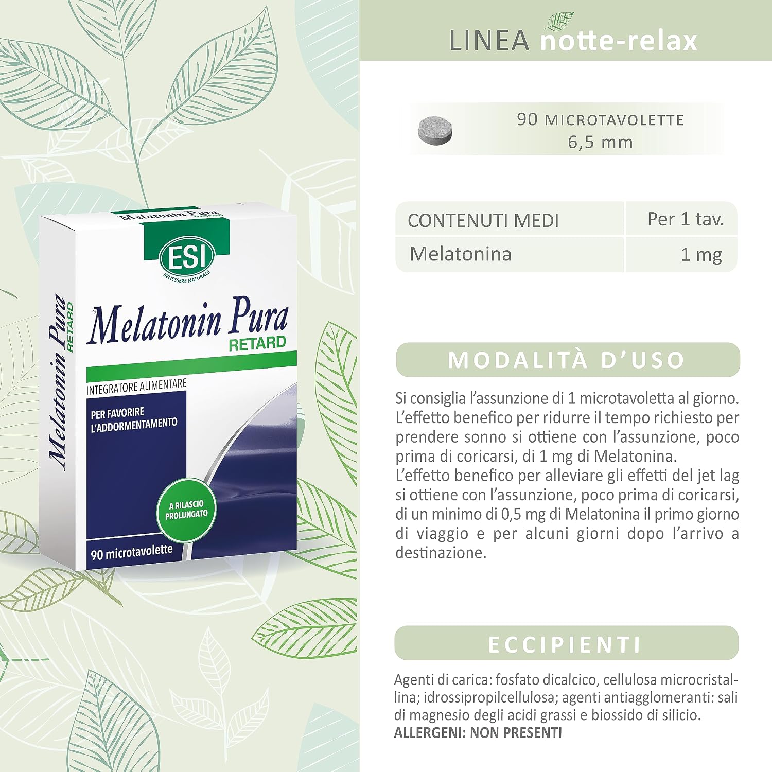 Thumbnail 2 de ESI Melatonin Pura Retard – Integratore di Melatonina a Rilascio Prolungato, 90 Microtavolette