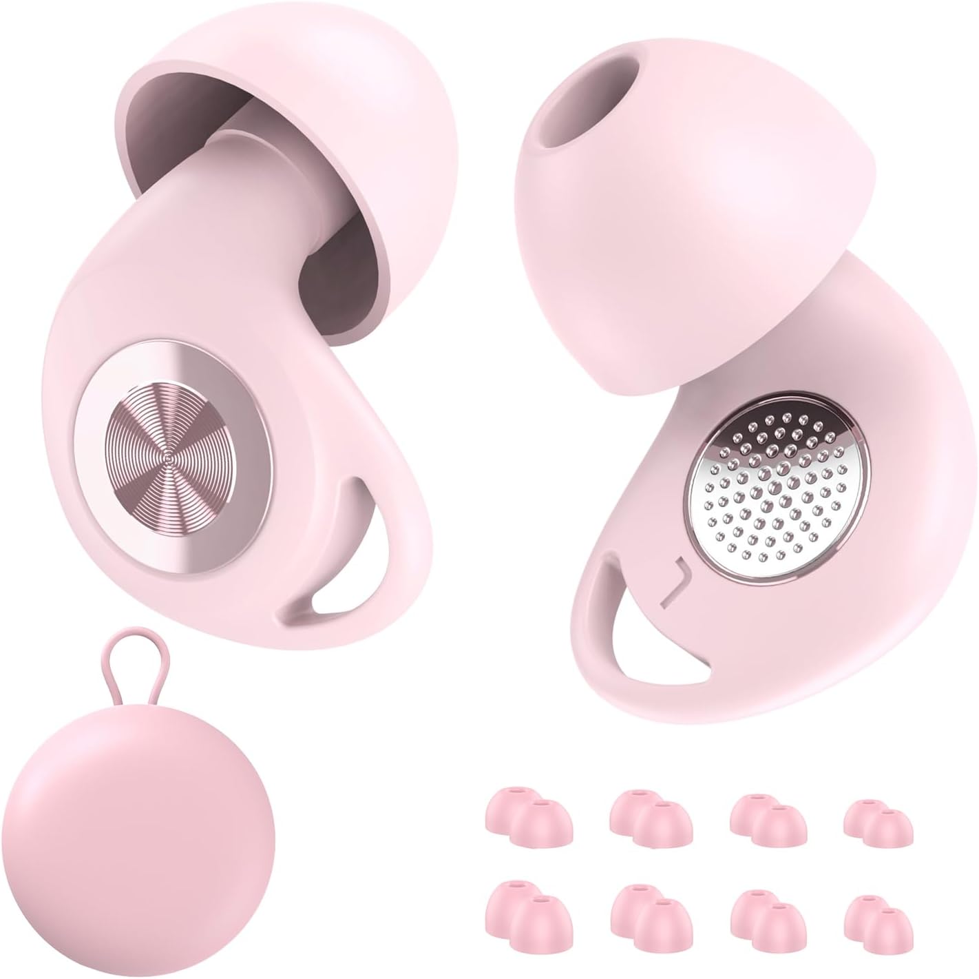 Detalle de CASCHO Reusable Silicone Earplugs, 45 dB Noise Reduction, Light Matte Pink