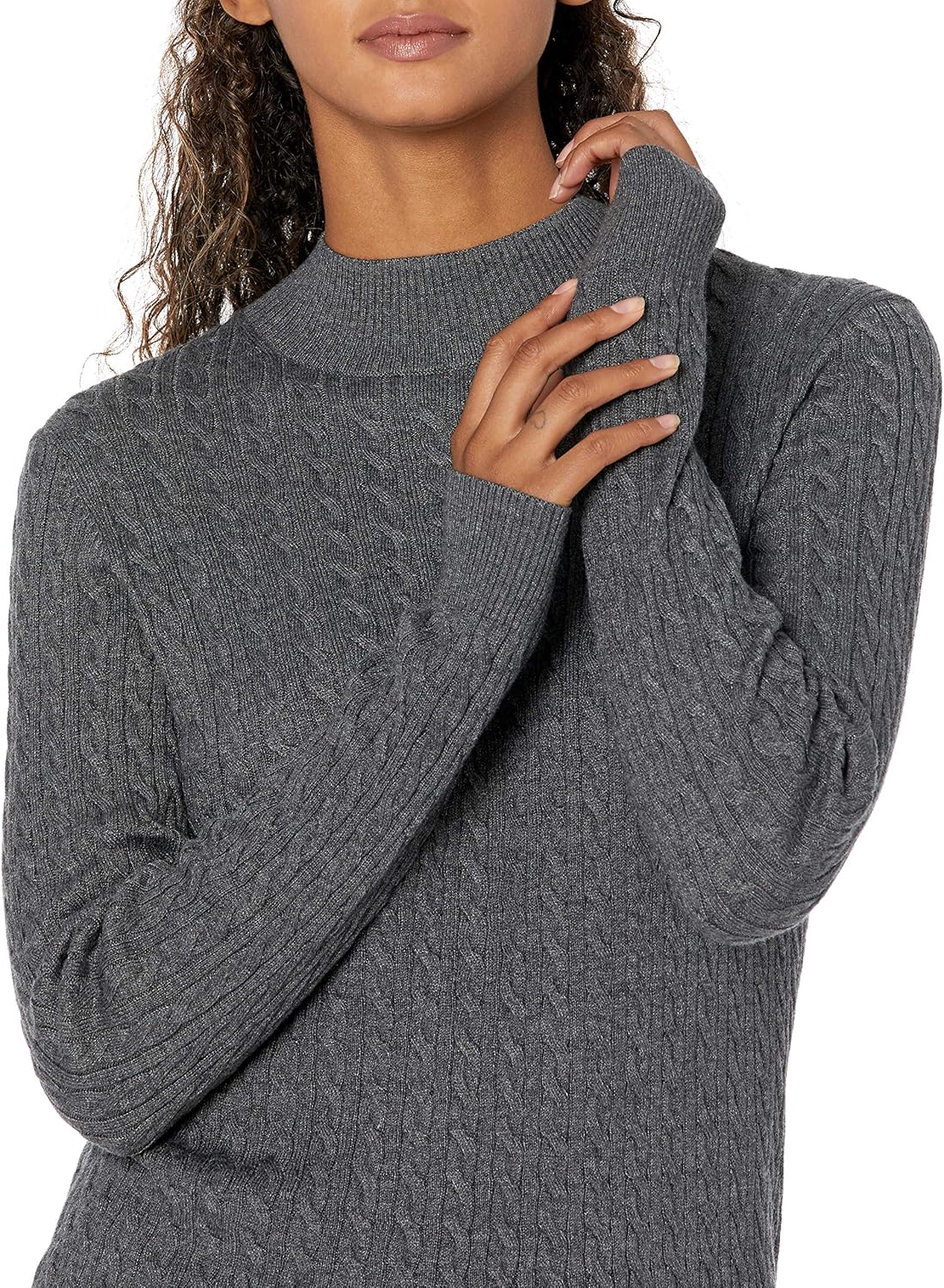 Thumbnail 2 de Amazon Essentials Damen Leichter Langarm-Pullover mit Stehkragen und Zopfmuster (klassische Passform)