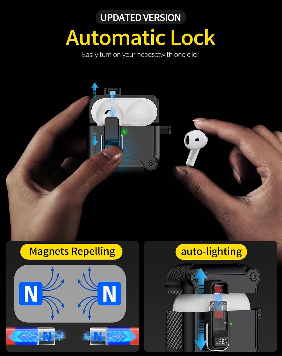 Thumbnail 4 de Pohgelan AirPods 4 Case with Safety Lock - Black (MagSafe Compatible)