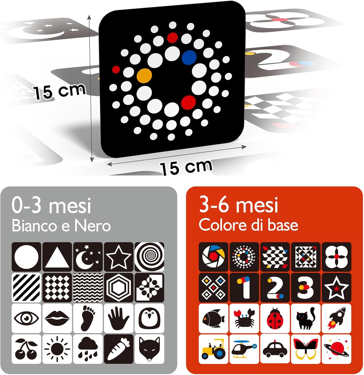 Thumbnail 1 de hahaland Carta Stimolazione Sensoriale Visiva neonati (flash cards neonati) bianco/nero alto contrasto, 20 pezzi