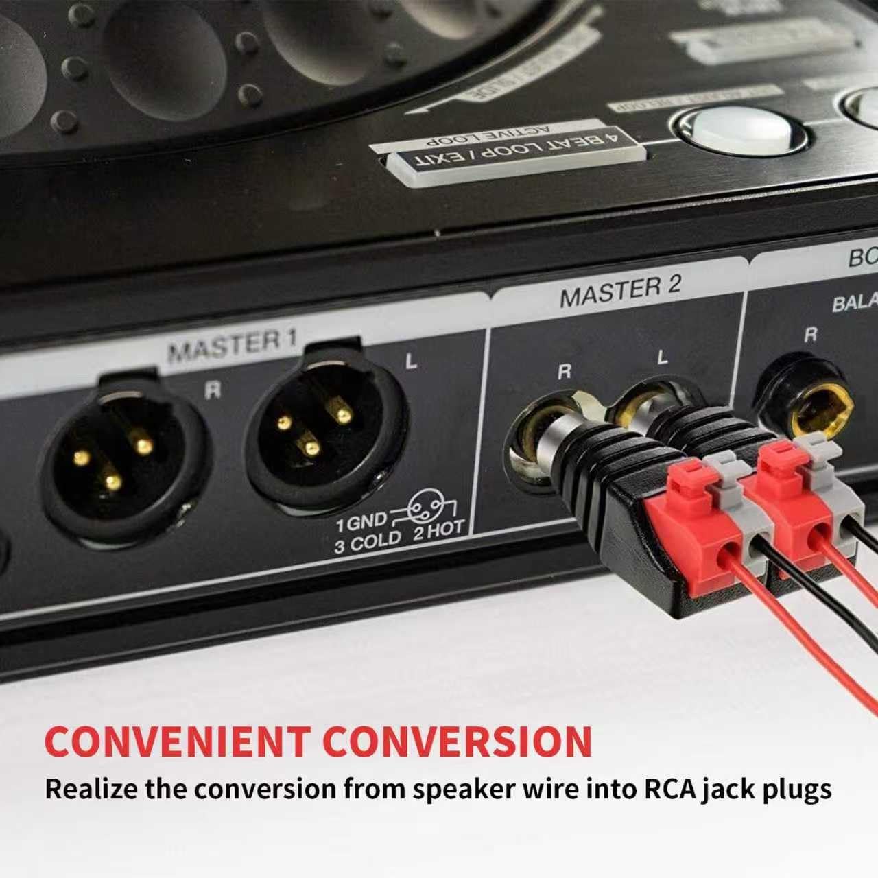 Thumbnail 4 de RCA to Speaker Wire Adapter 2 Pack – Spring Press Terminal Block, Solderless, for CCTV and Home Theatre