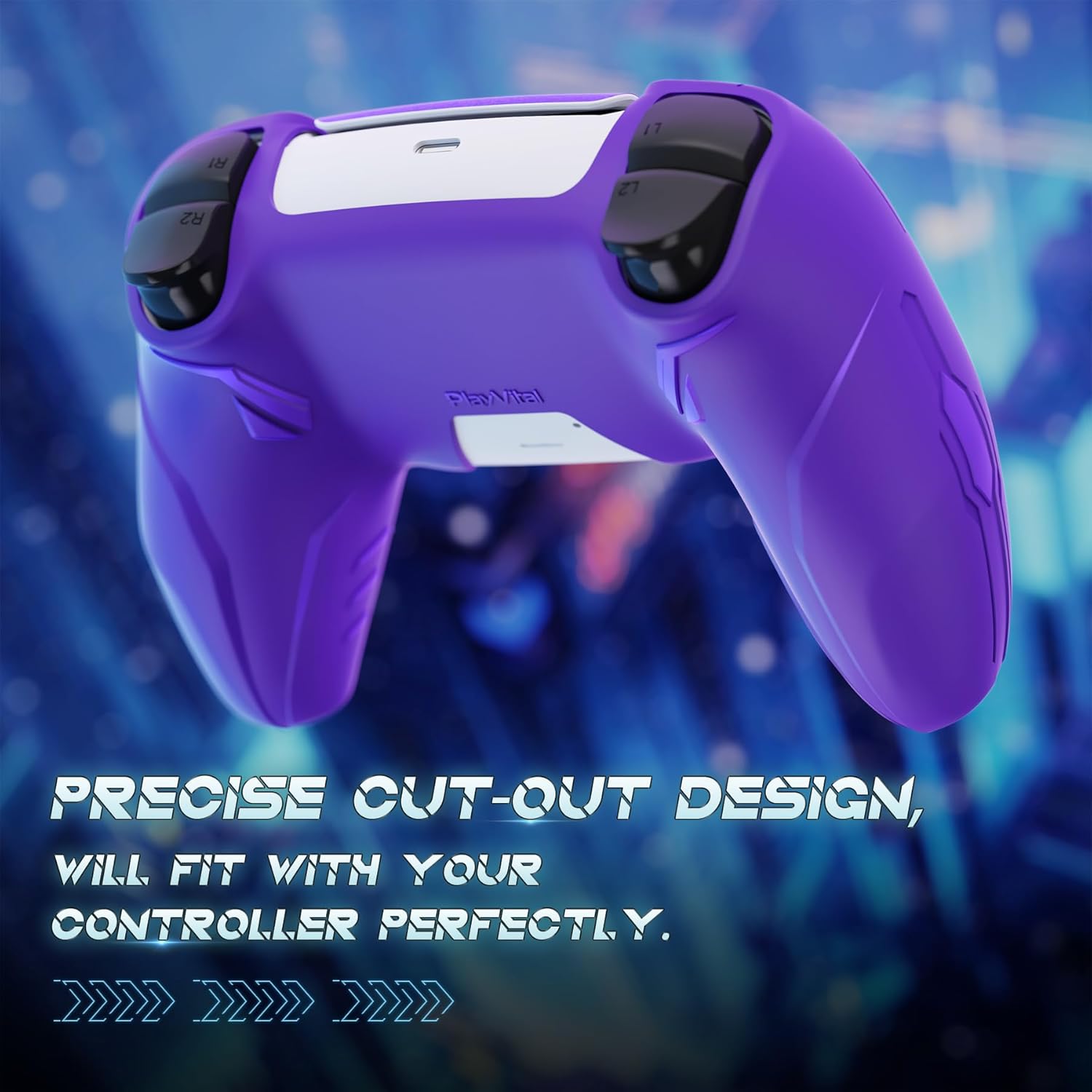 Thumbnail 5 de PlayVital PS5 Controller Silicone Grip Skin (CyberMech Purple) – Anti-slip protection for the official charging dock