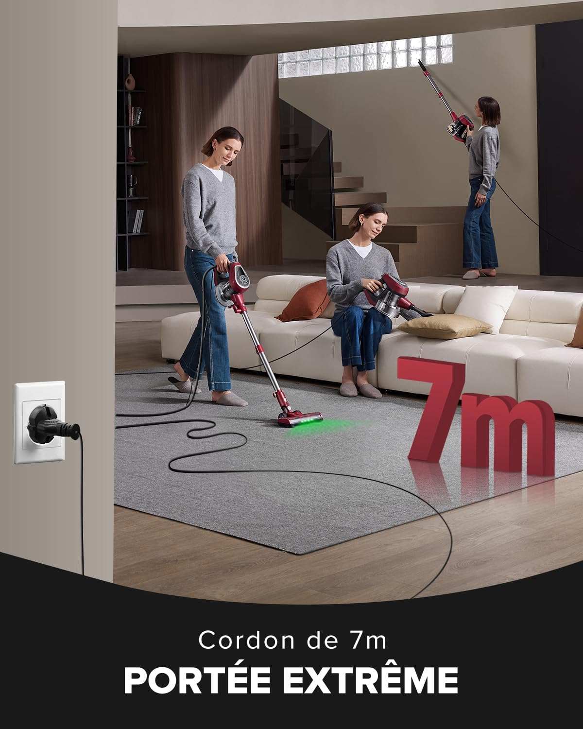 Detalle de Vexilar C8 Aspirateur Balai avec Fil – Puissance et maniabilité pour un nettoyage en profondeur