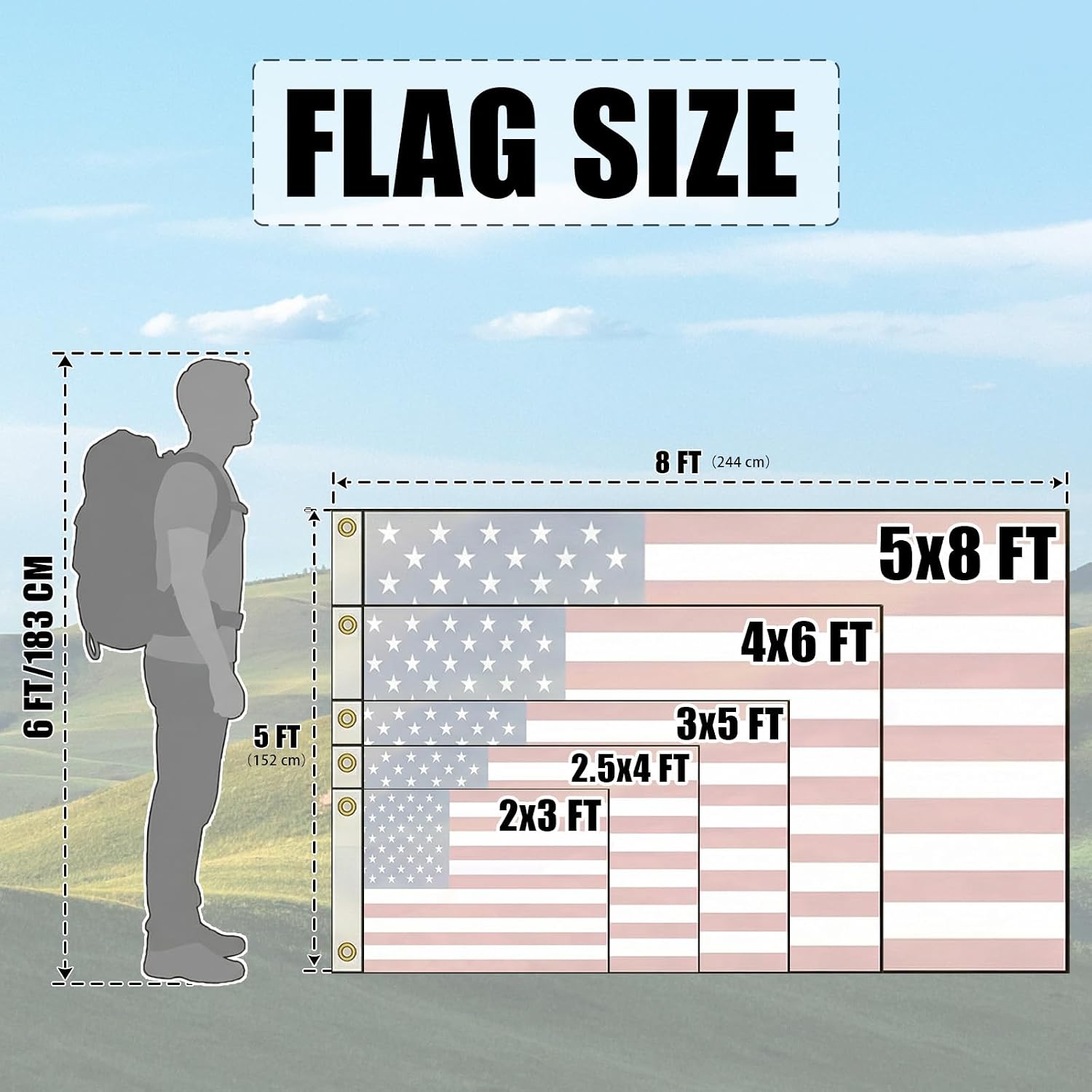 Thumbnail 6 de SYII SY-USABF American Boat Flag, 16 x 24 Inch Polyester with Embroidered Stars