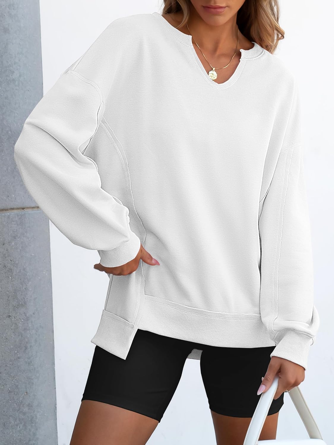 Detalle 2 de ANRABESS Women's V-Neck Sweatshirt