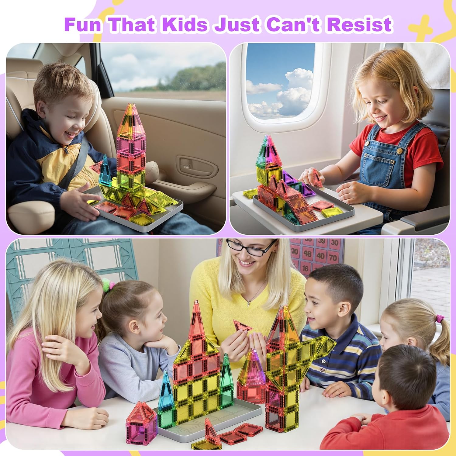 Thumbnail 4 de BAIJLE 46PCS Mini Magnetic Tiles – Portable Magnetic Building Set for Open-Ended Play
