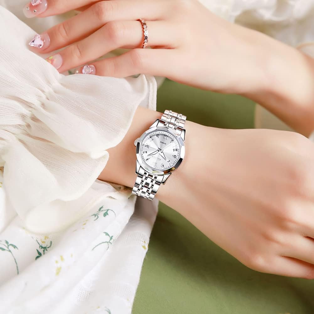 Detalle de OLEVS Montre FemmeAnalogique Quartz — Acier Inoxydable, Étanche 30 m, Diamant Chic