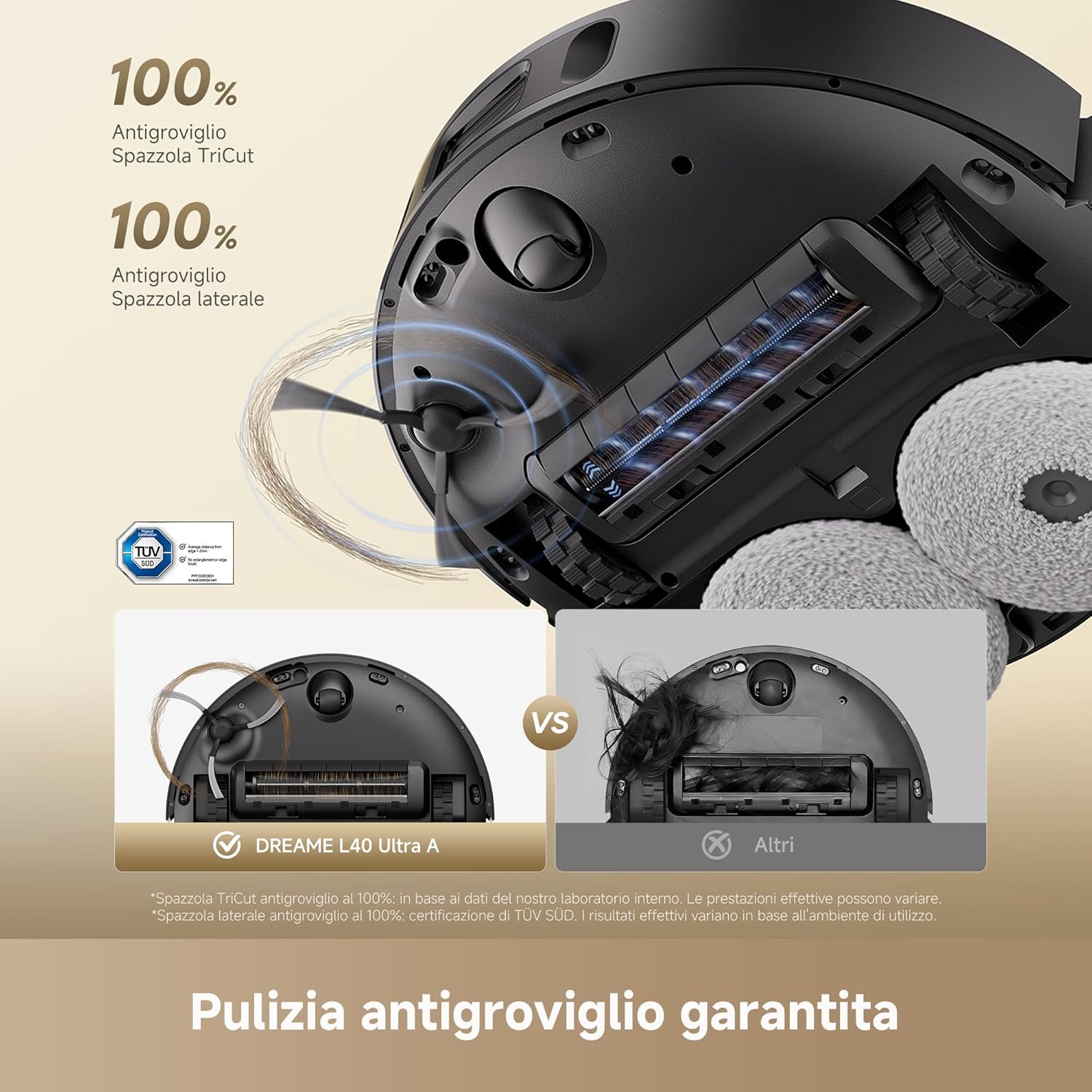Detalle de DREAME L40 Ultra A: Robot Aspirapolvere e Lavapavimenti con Autolavaggio, Antigroviglio e 24.000 Pa